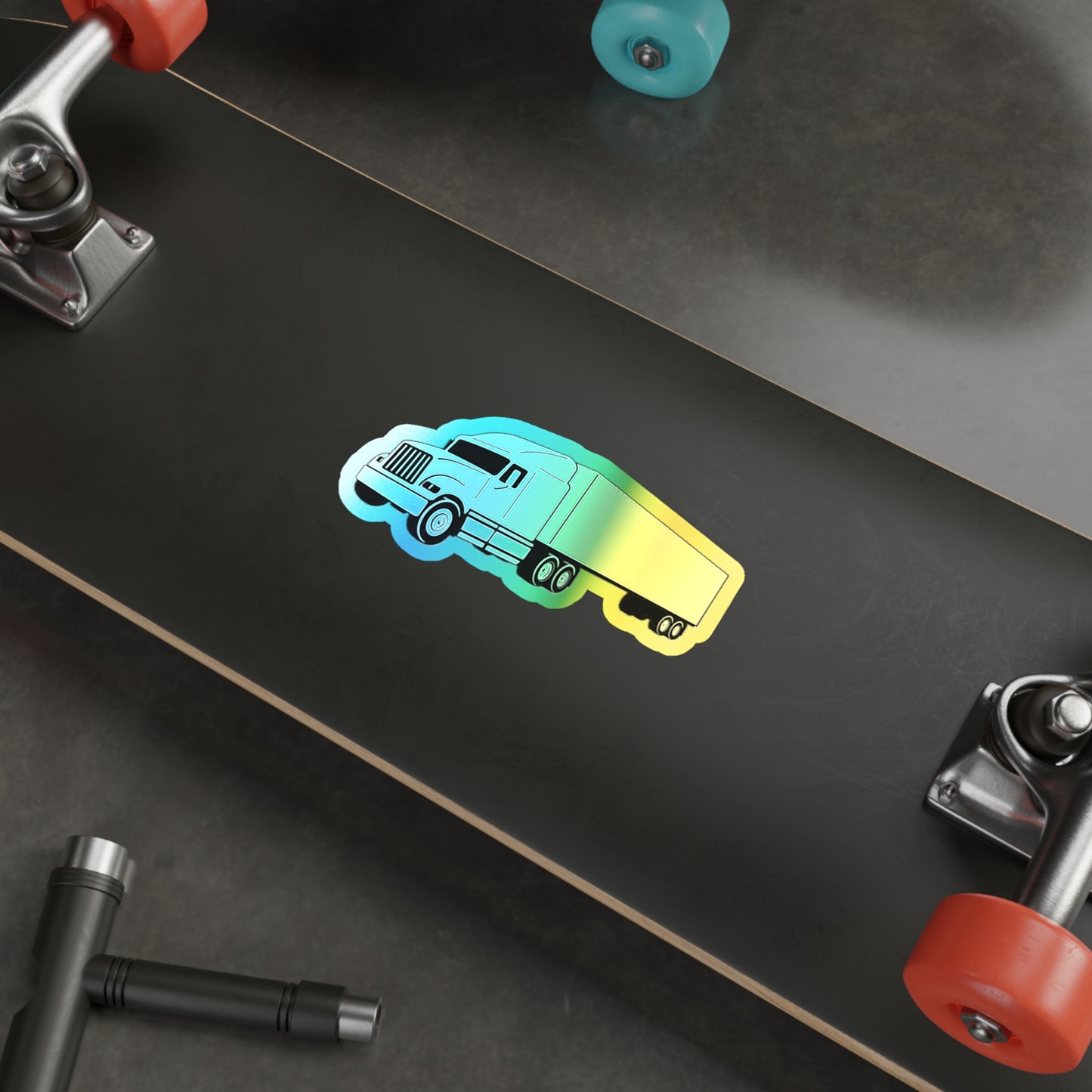 Semi Truck Holographic Sticker