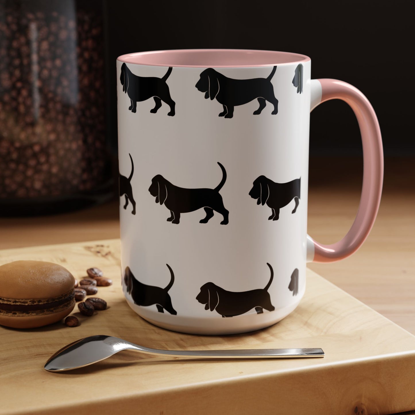 Basset Hound Silhouette 2-Tone Coffee Mug