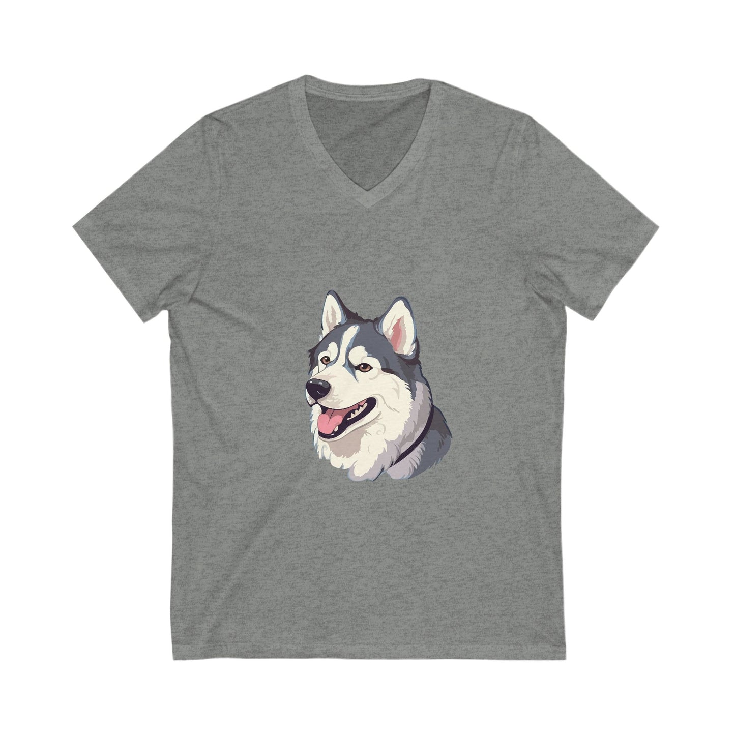 Malamute Head Unisex Short Sleeve V-Neck Tee