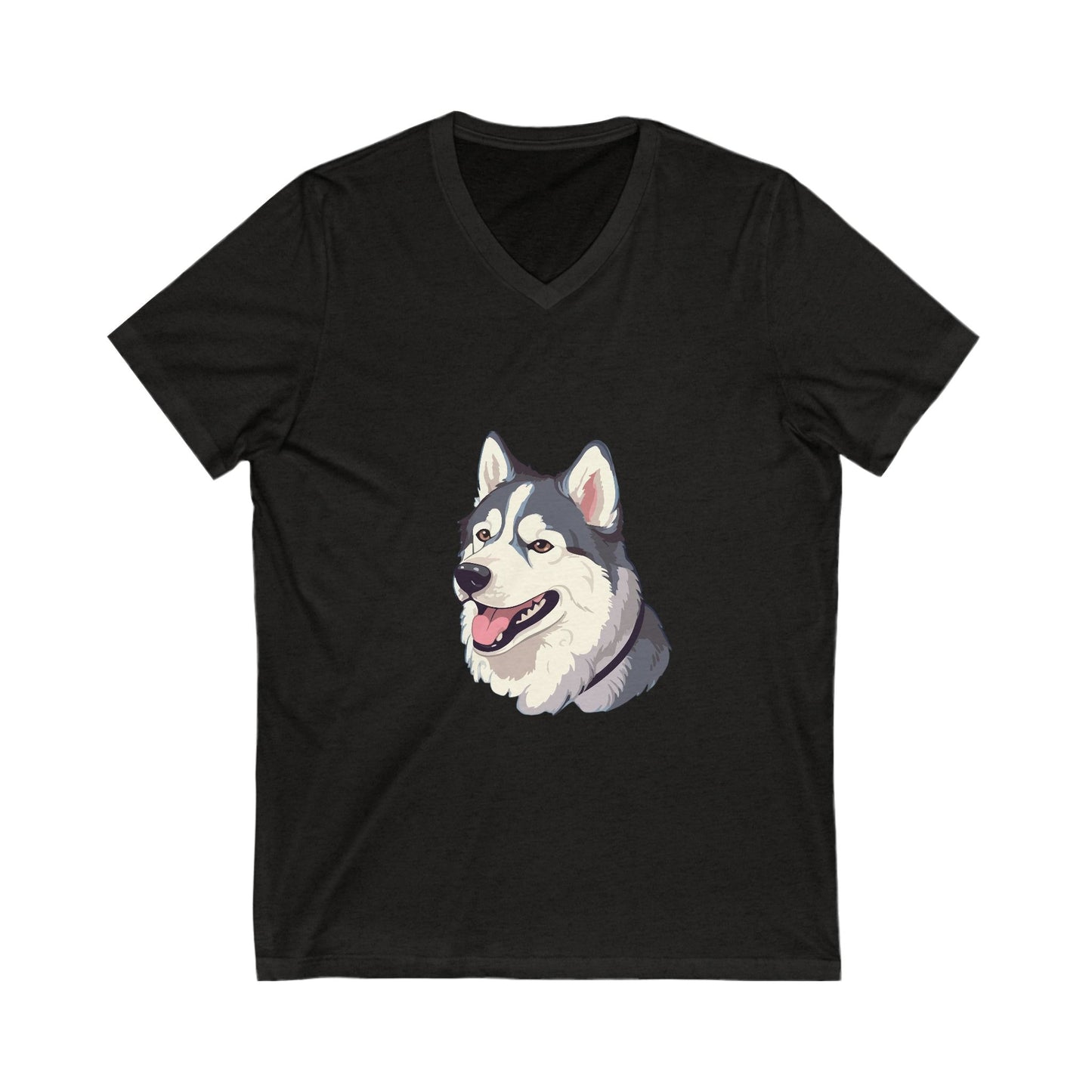 Malamute Head Unisex Short Sleeve V-Neck Tee