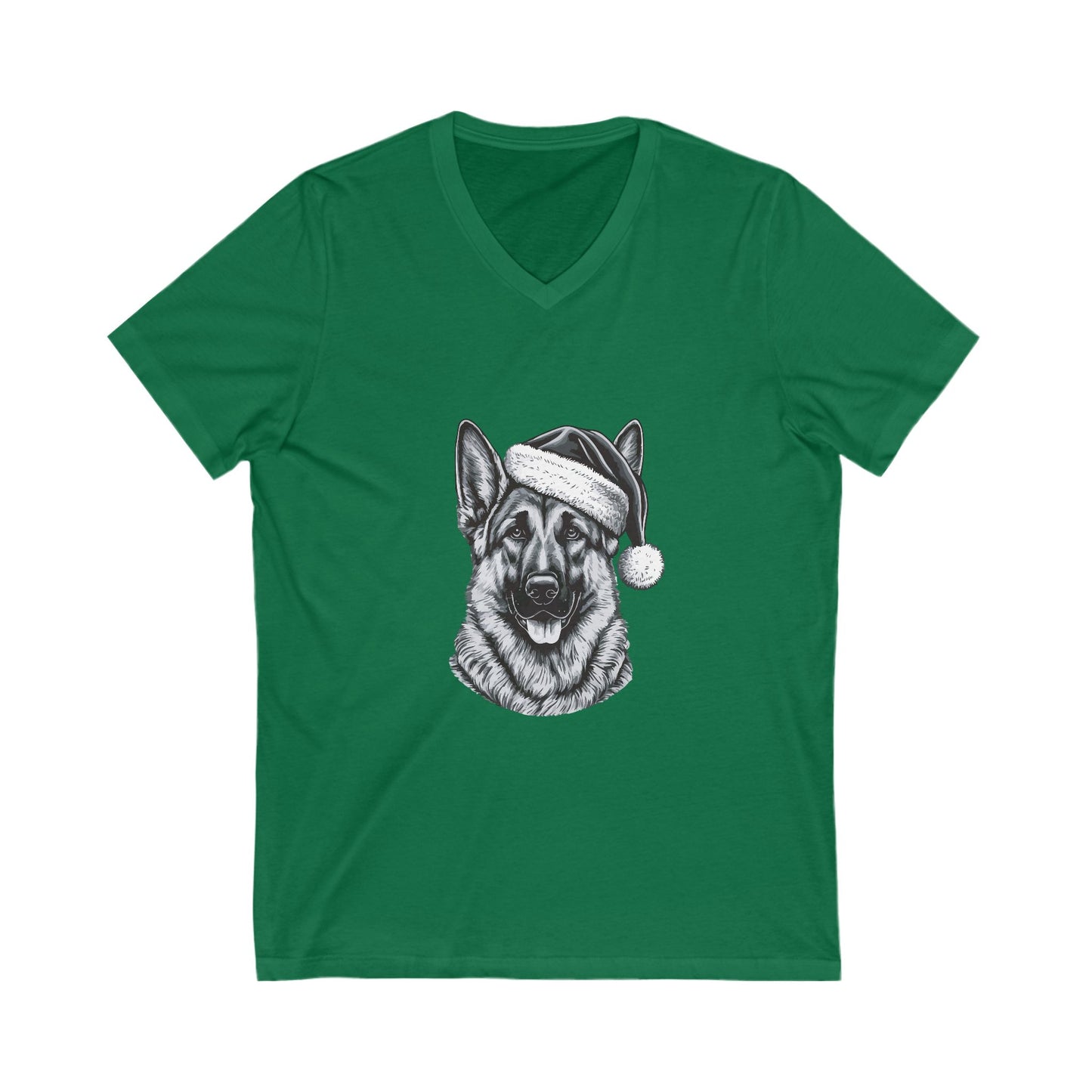 Santa Paws German Shepherd Unisex Short Sleeve V-Neck Tee