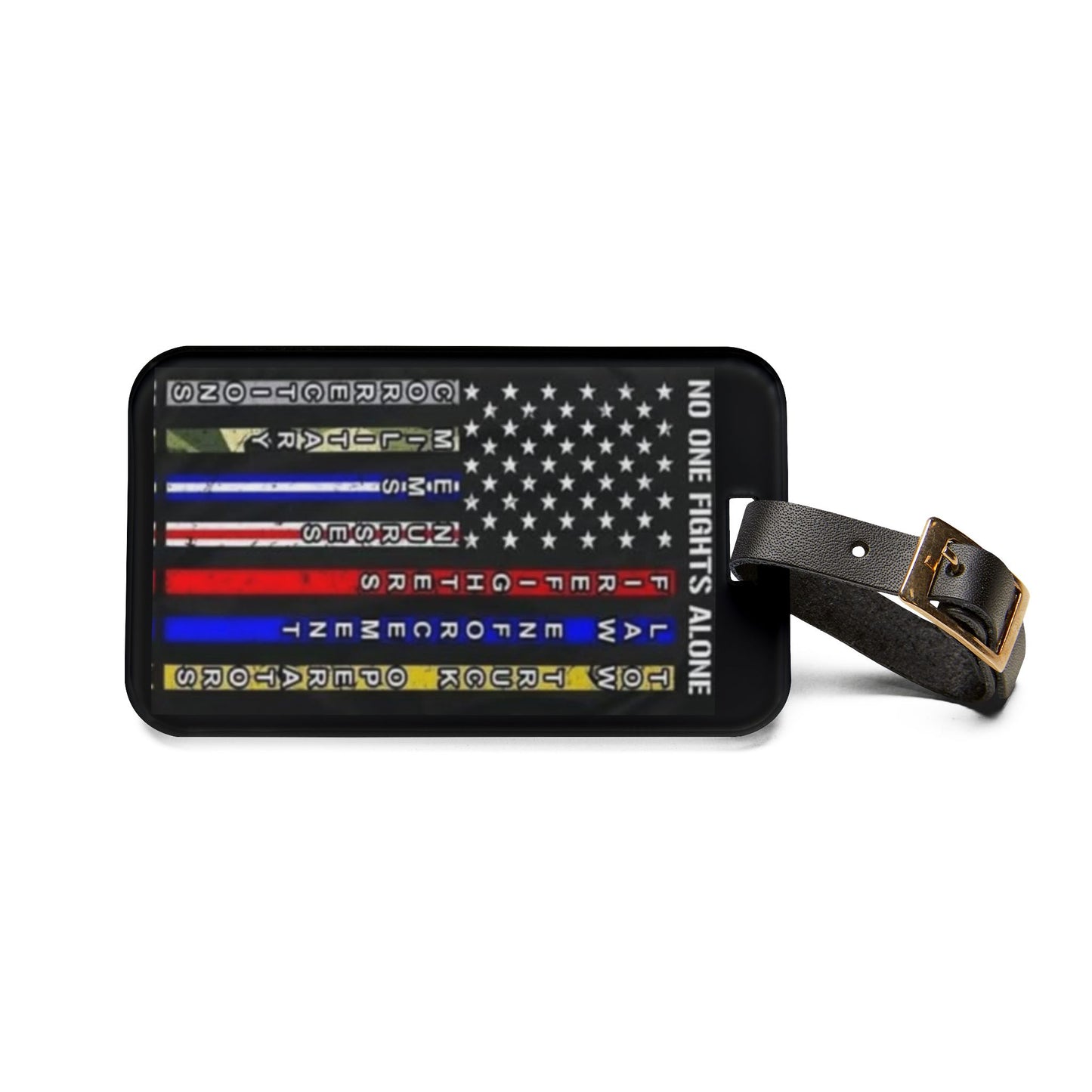 No One Fights Alone Leather Strap Luggage Tag