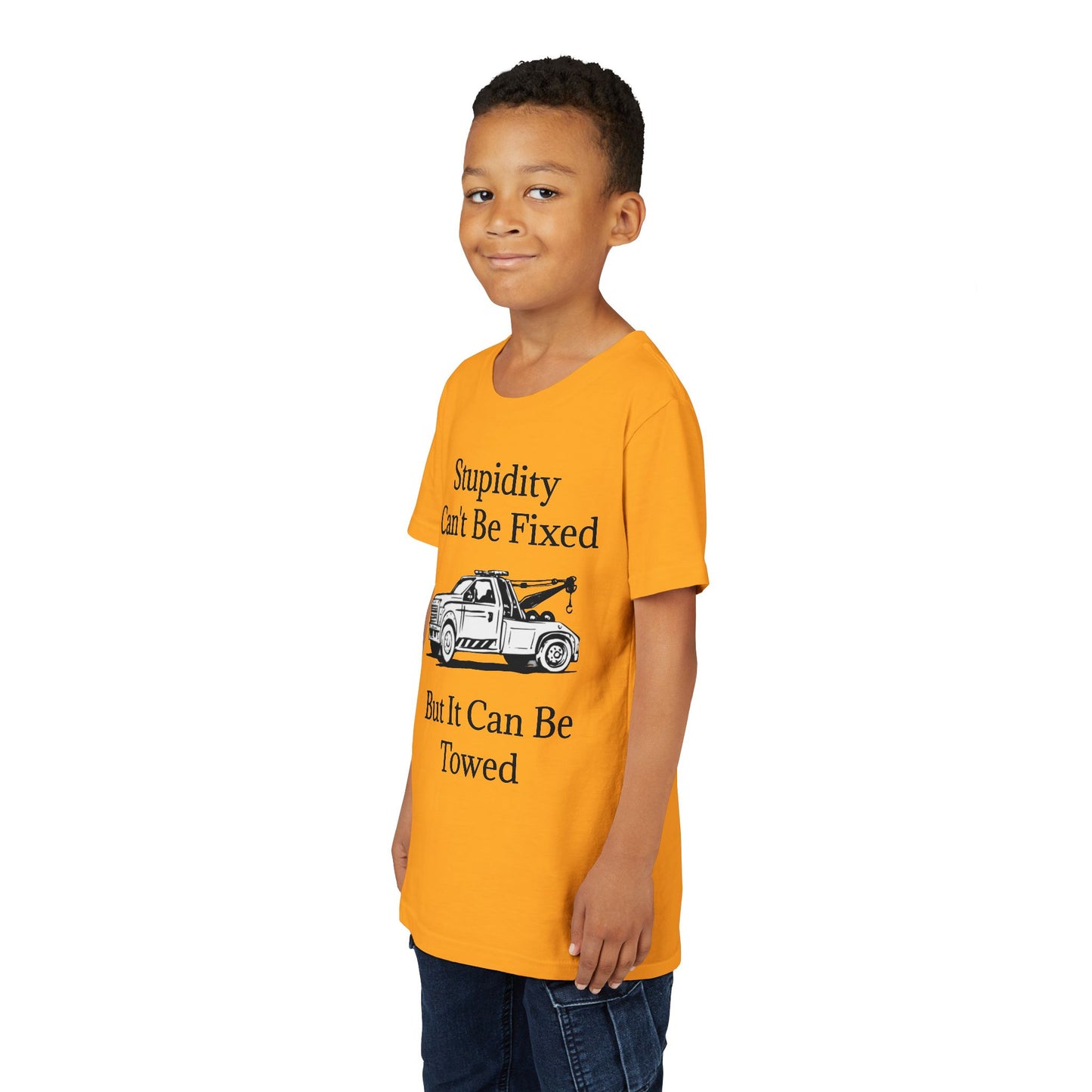 Stupidity Wheel Lift Tow Truck Youth Unisex Short Sleeve Crewneck Tee