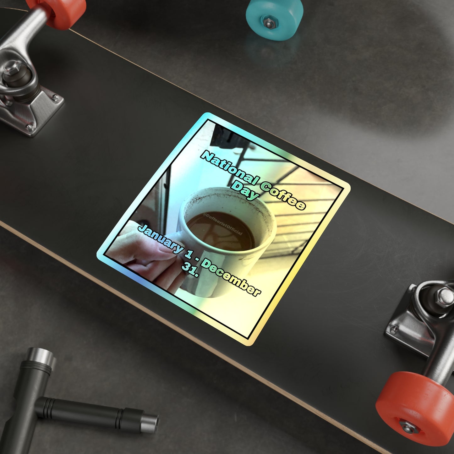 National Coffee Day Holographic Sticker
