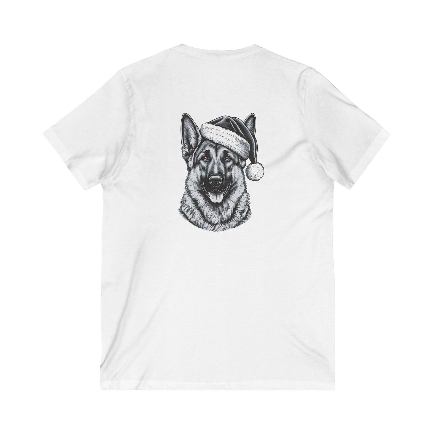 Santa Paws German Shepherd Unisex Short Sleeve V-Neck Tee