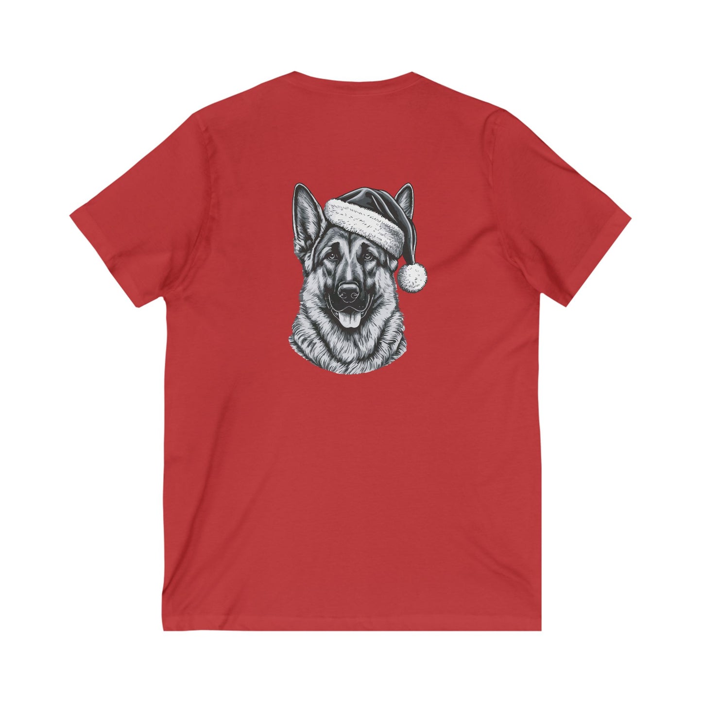 Santa Paws German Shepherd Unisex Short Sleeve V-Neck Tee