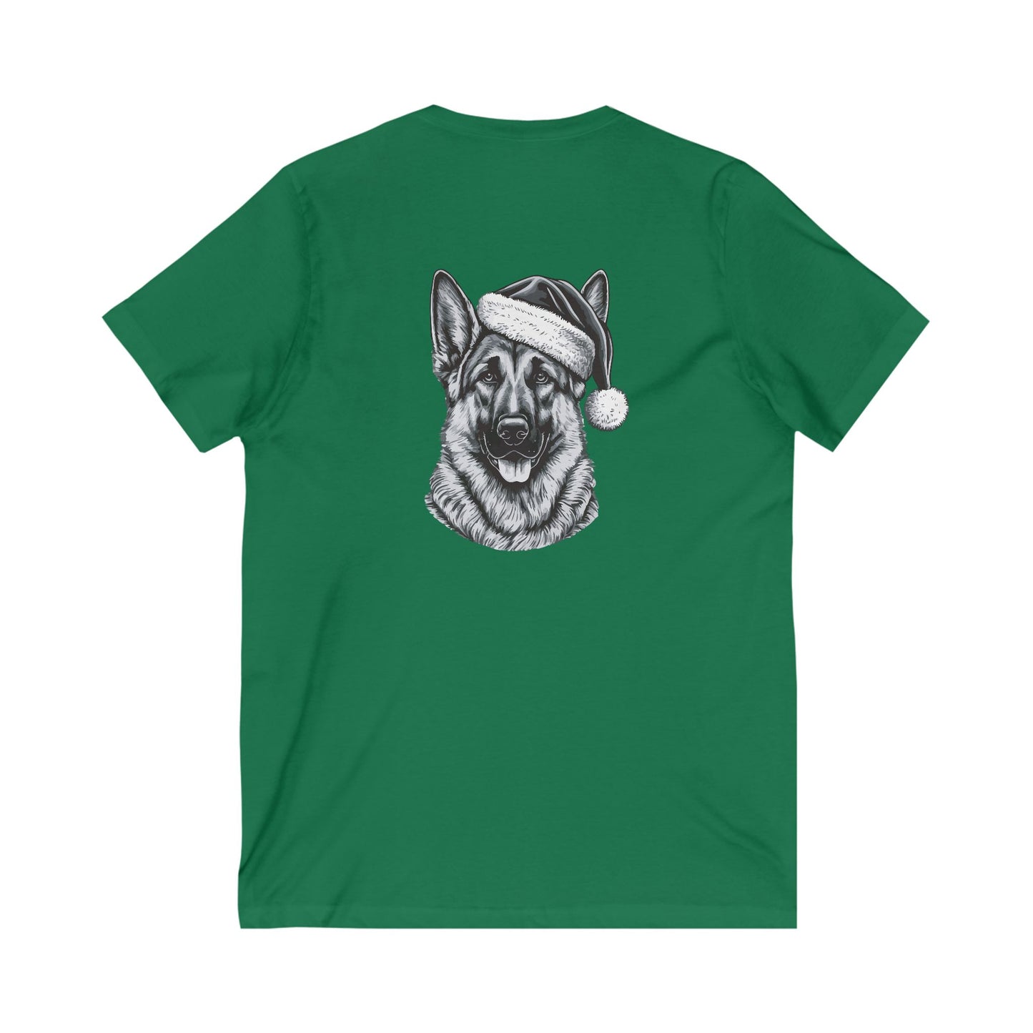 Santa Paws German Shepherd Unisex Short Sleeve V-Neck Tee