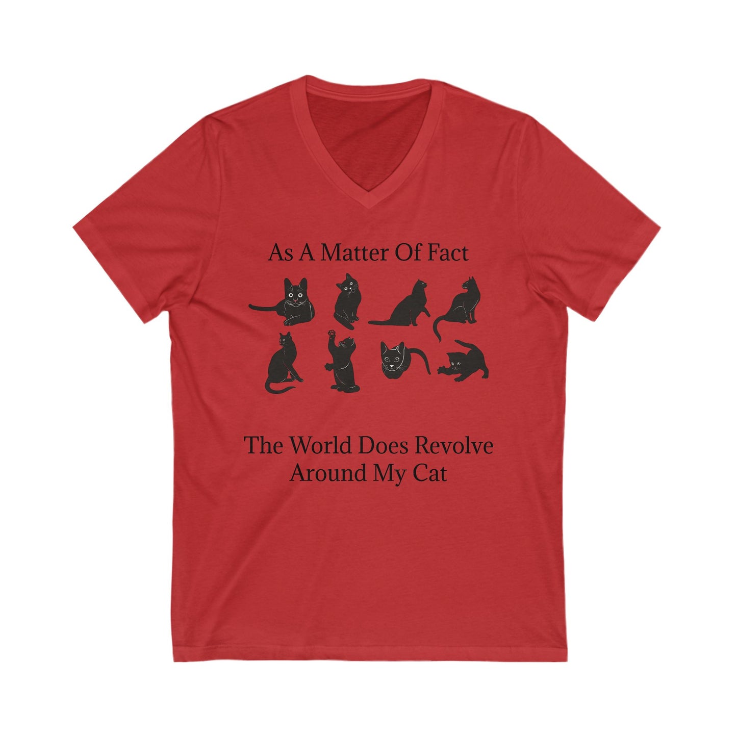 Matter Of Fact Cat Unisex Short Sleeve V-Neck Tee
