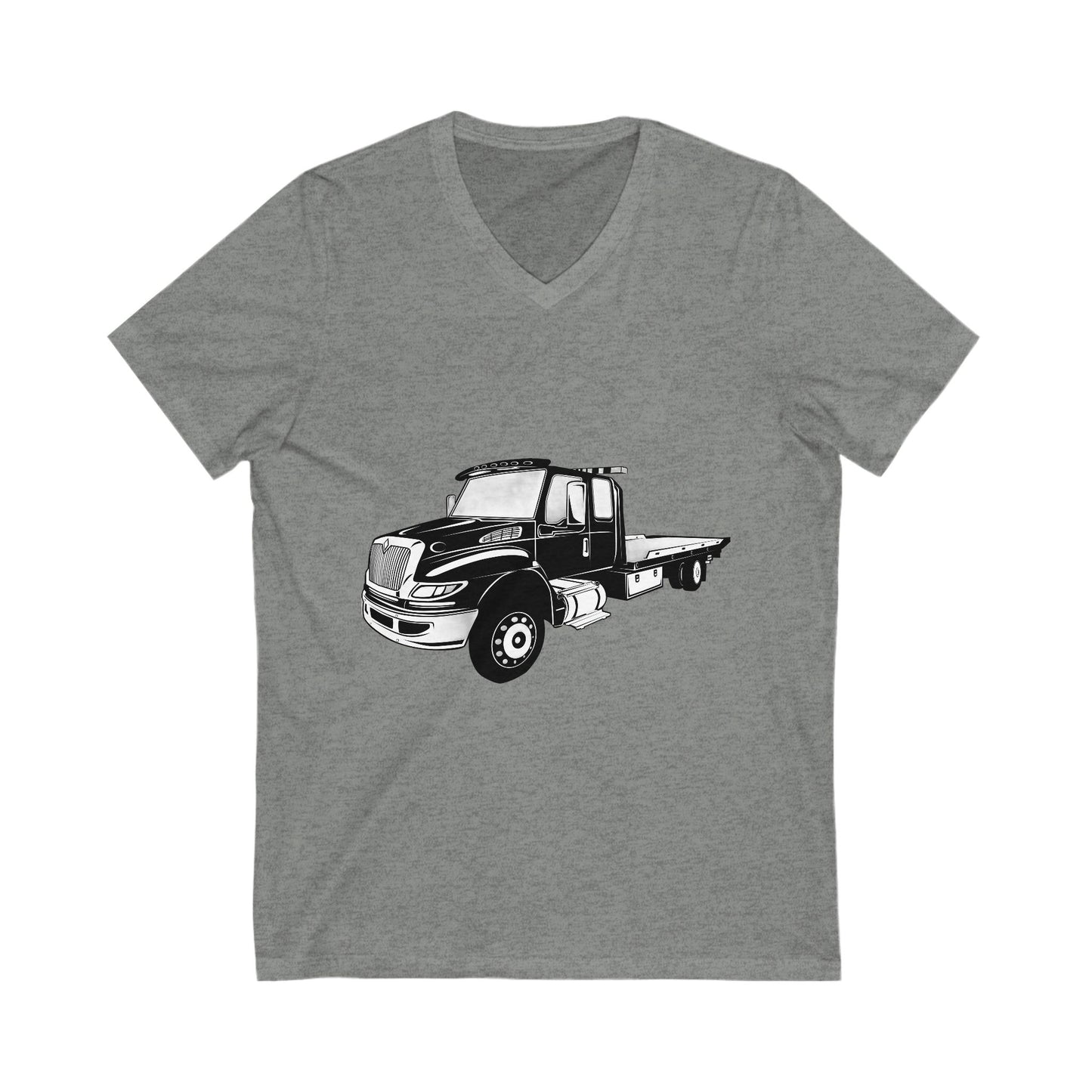 Flatbed Tow Truck Unisex Short Sleeve V-Neck Tee
