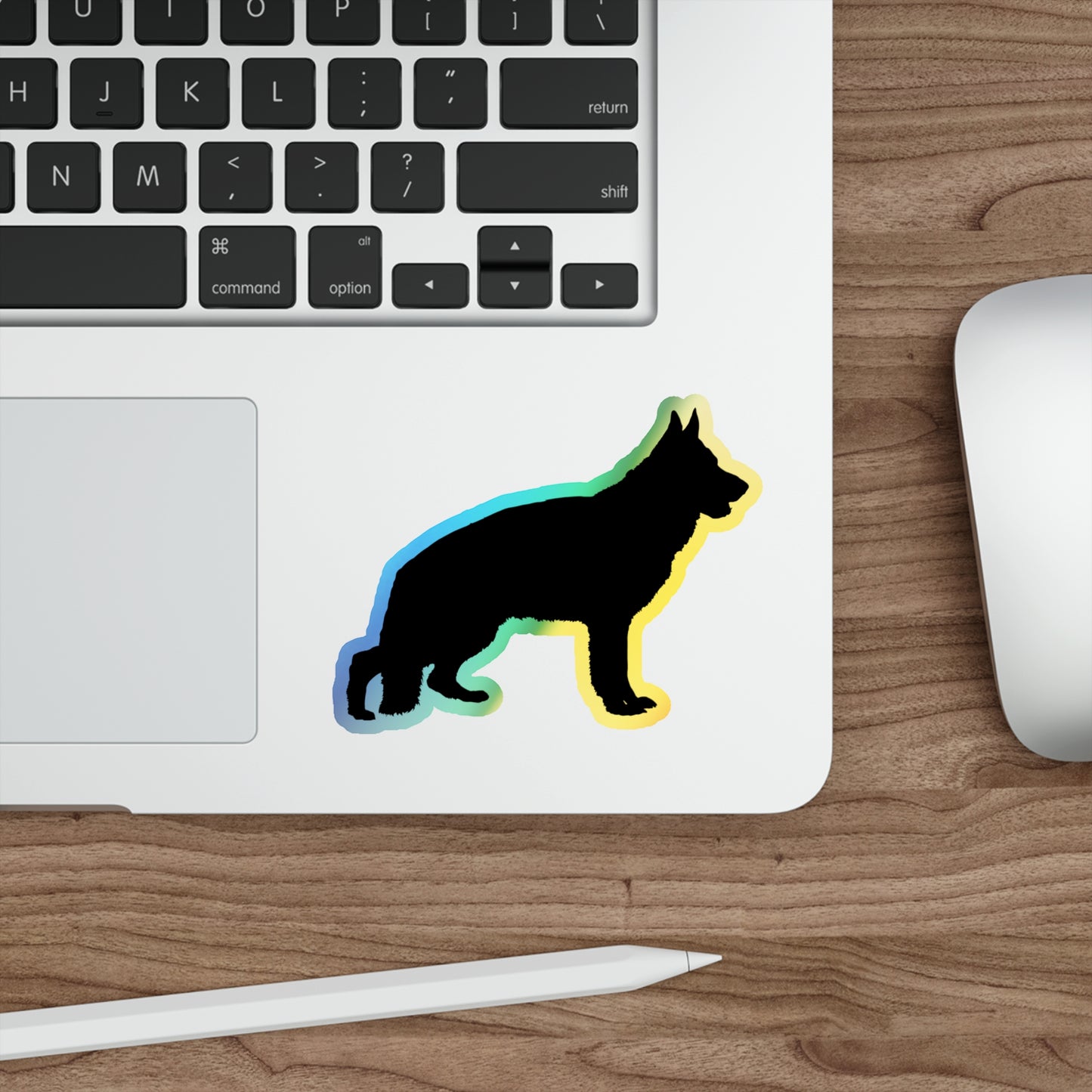 German Shepherd Silhouette Holographic Sticker