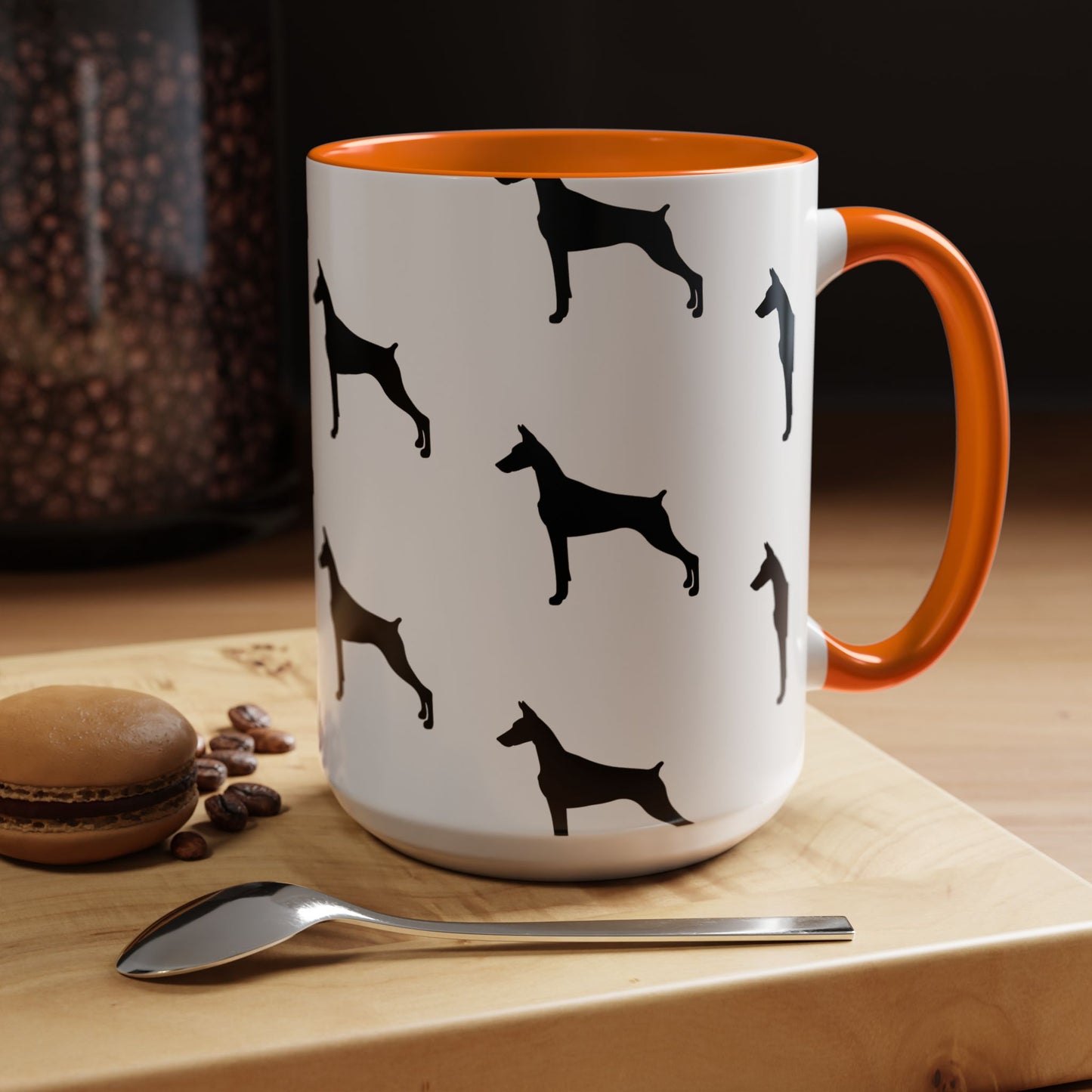 Doberman Silhouette 2-Tone Coffee Mug