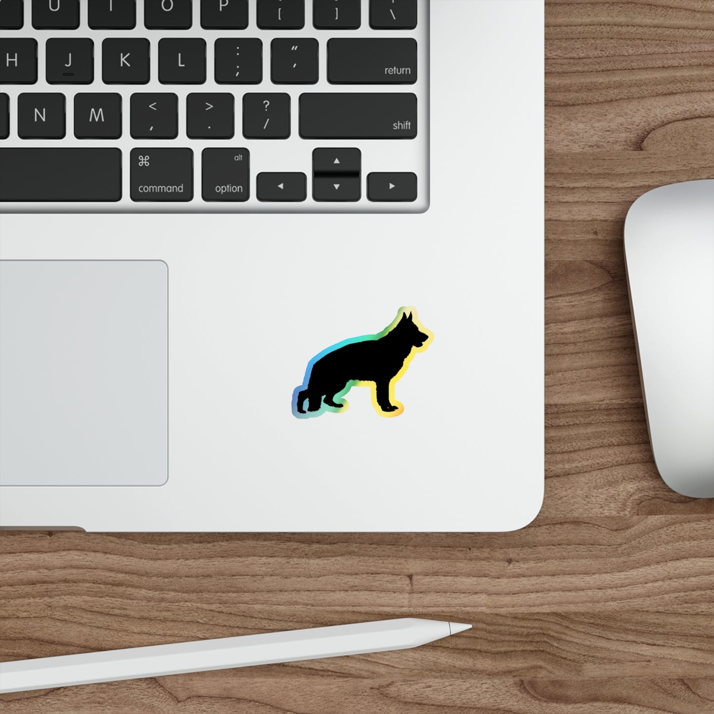 German Shepherd Silhouette Holographic Sticker
