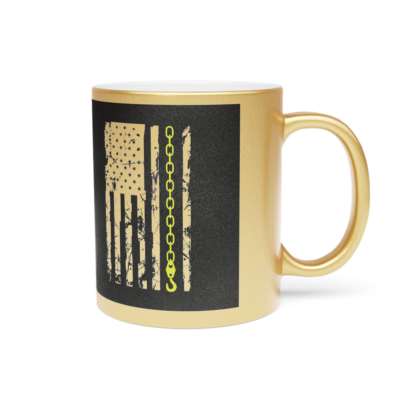 Thin Yellow Line Metallic Coffee Mug