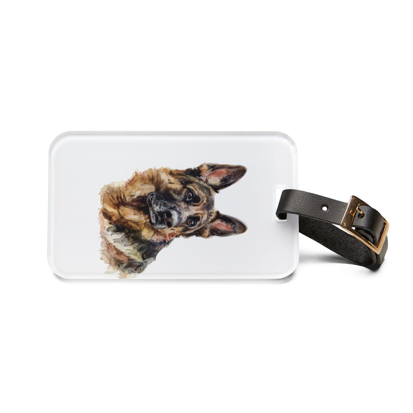 German Shepherd Head Leather Strap Luggage Tag