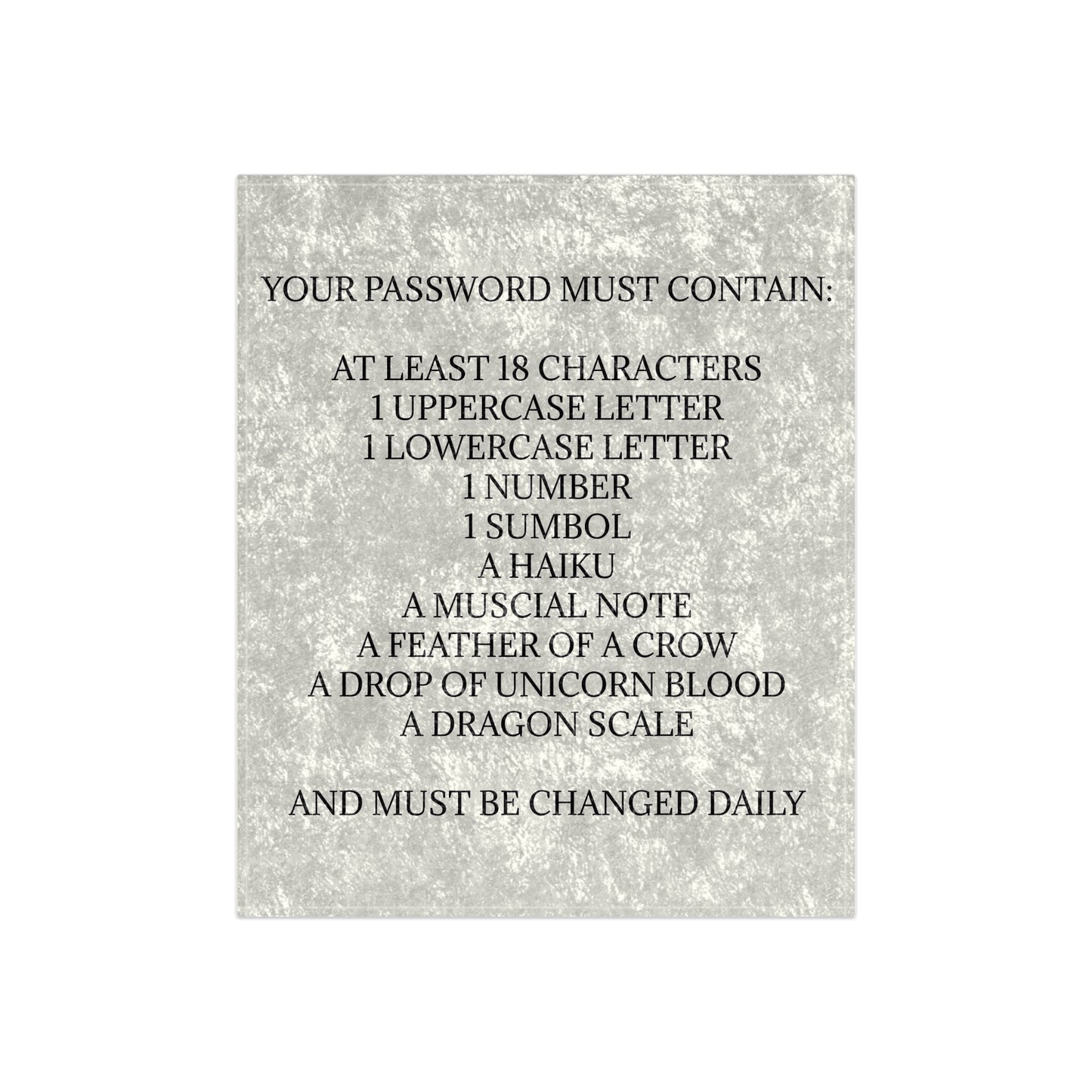 Password Crushed Velvet Blanket