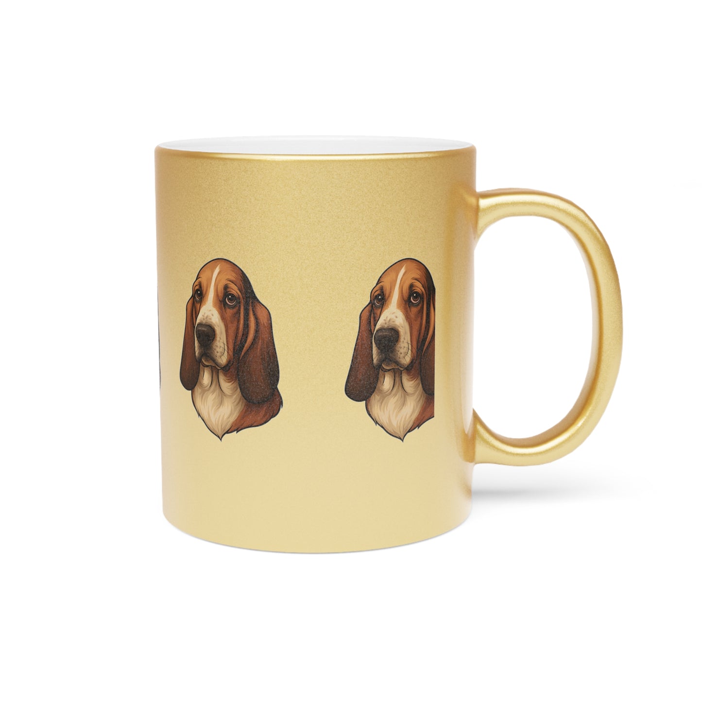 Basset Hound Head Metallic Coffee Mug