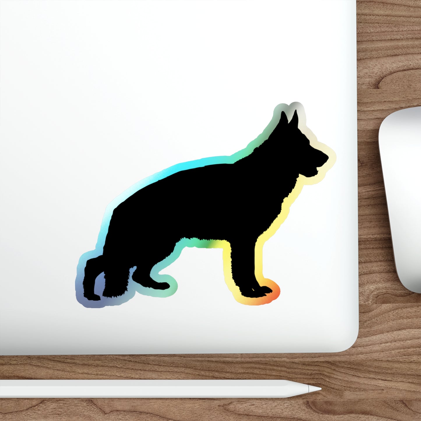 German Shepherd Silhouette Holographic Sticker
