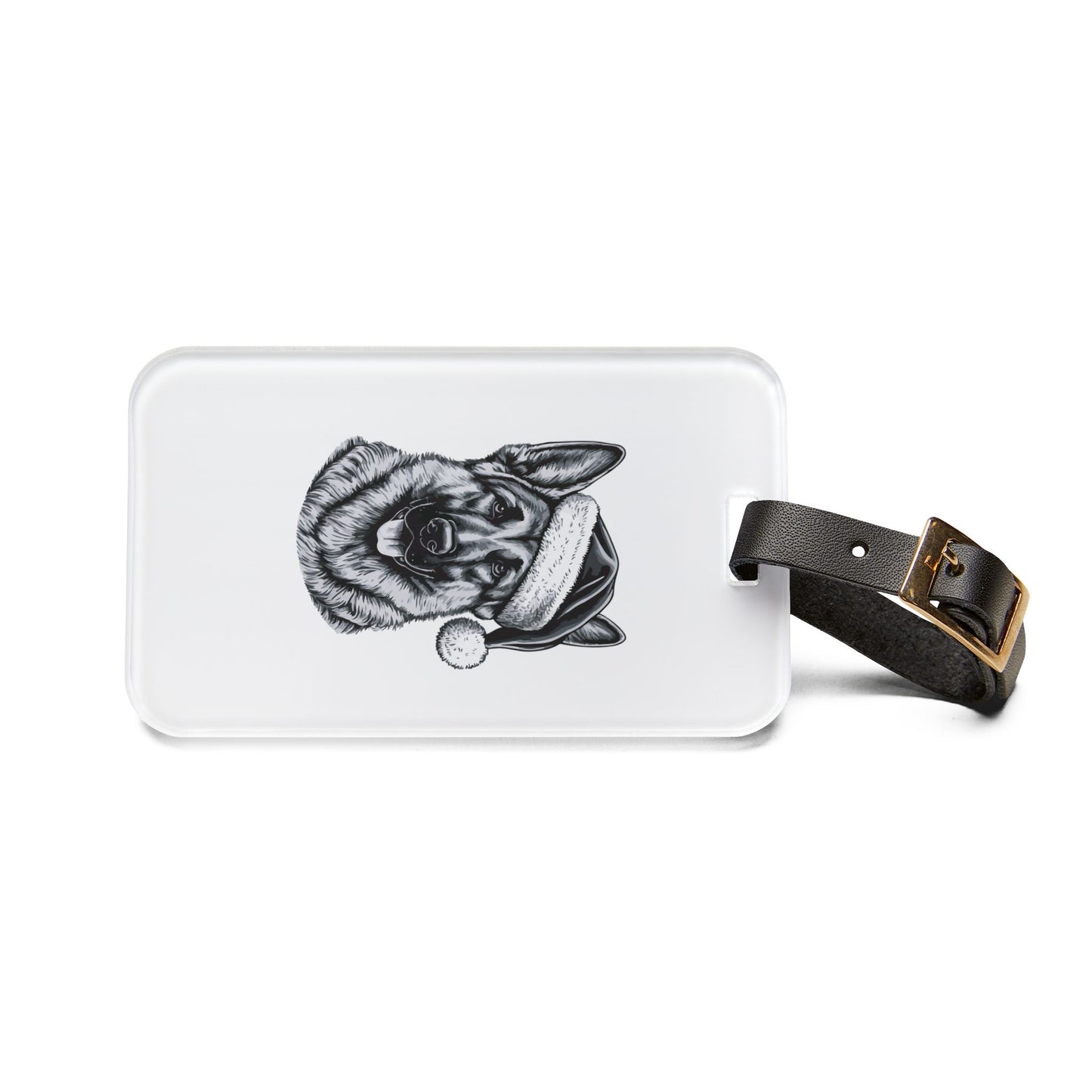 Santa Paws German Shepherd Leather Strap Luggage Tag