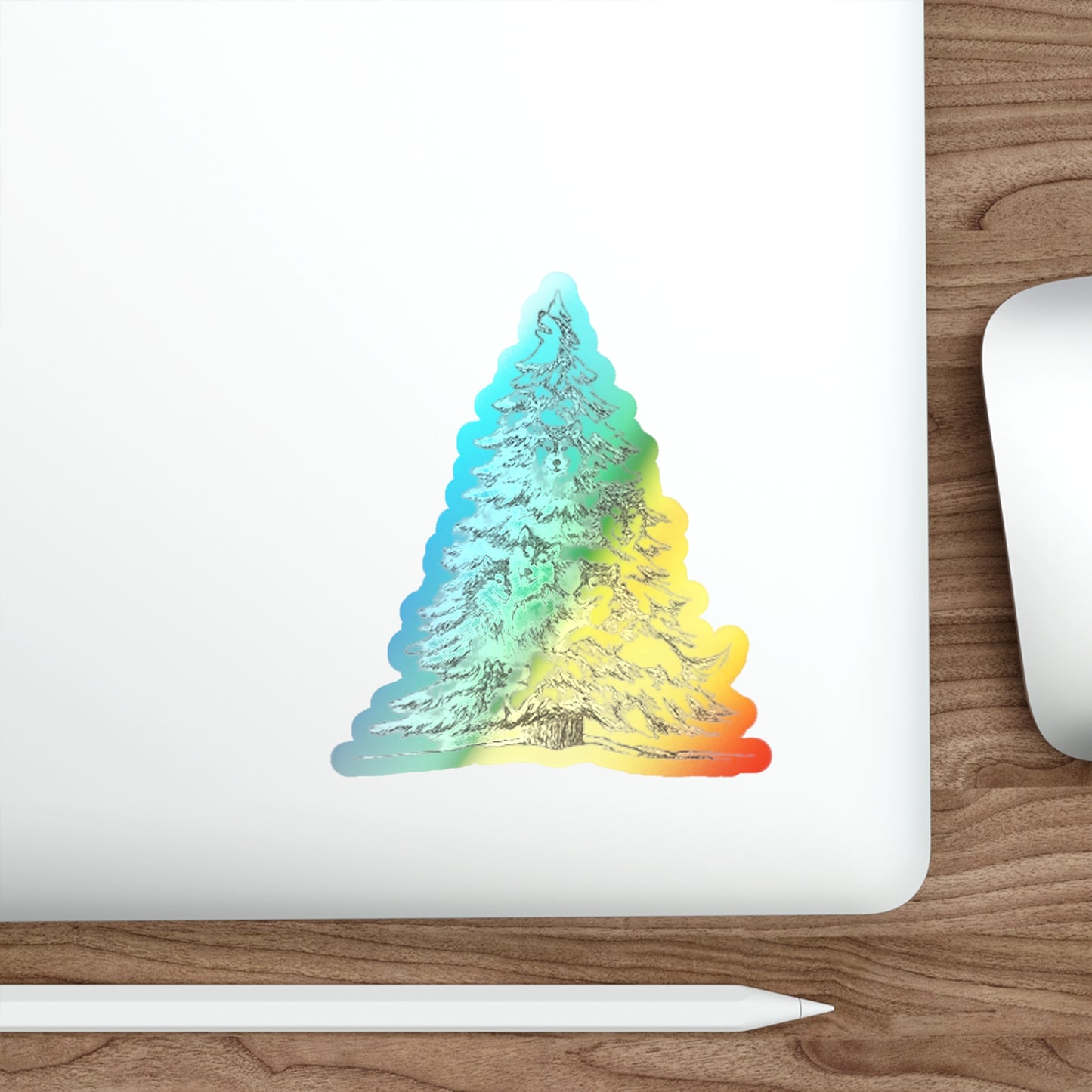 Happy Howl-idays Holographic Sticker