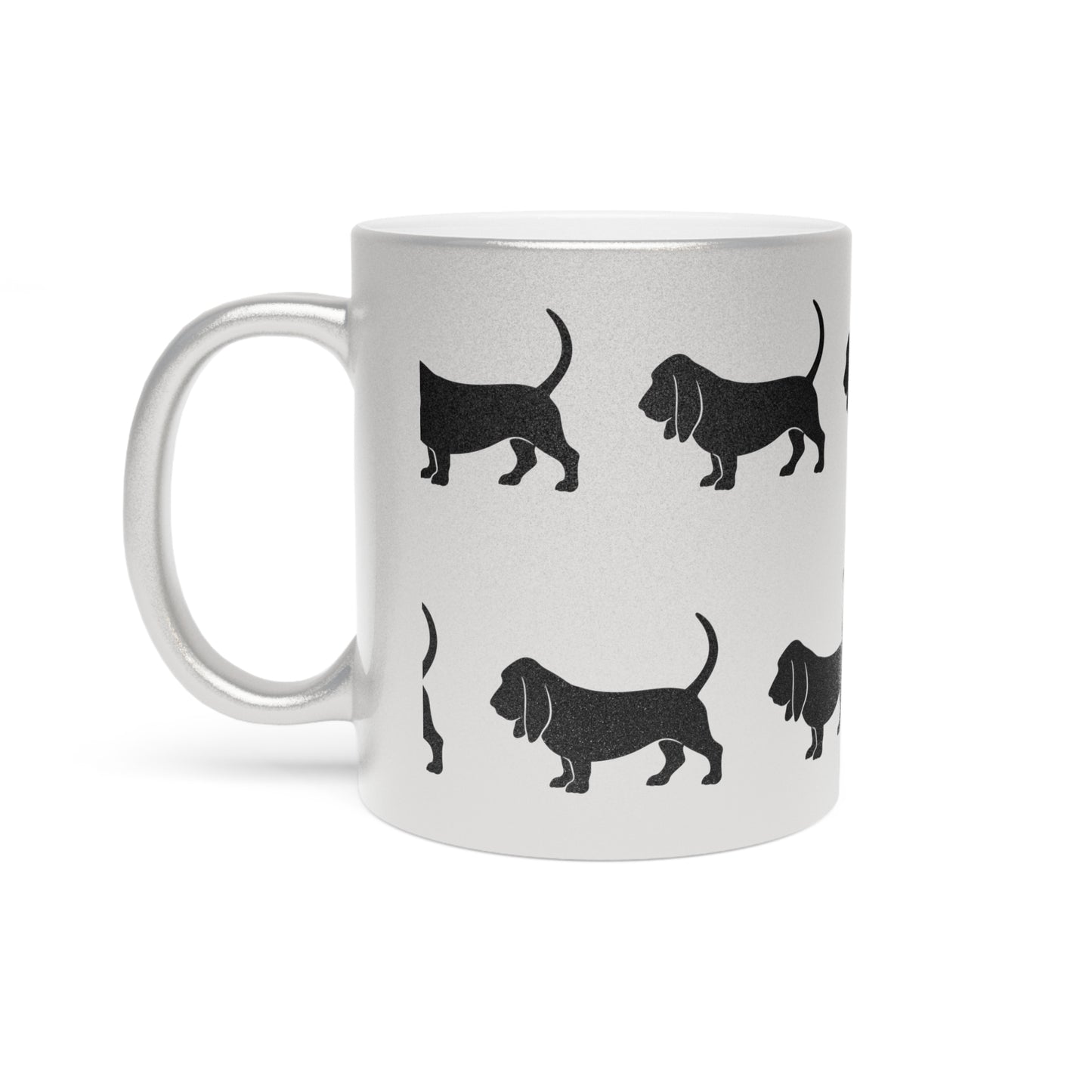 Basset Hound Silhouette Metallic Coffee Mug