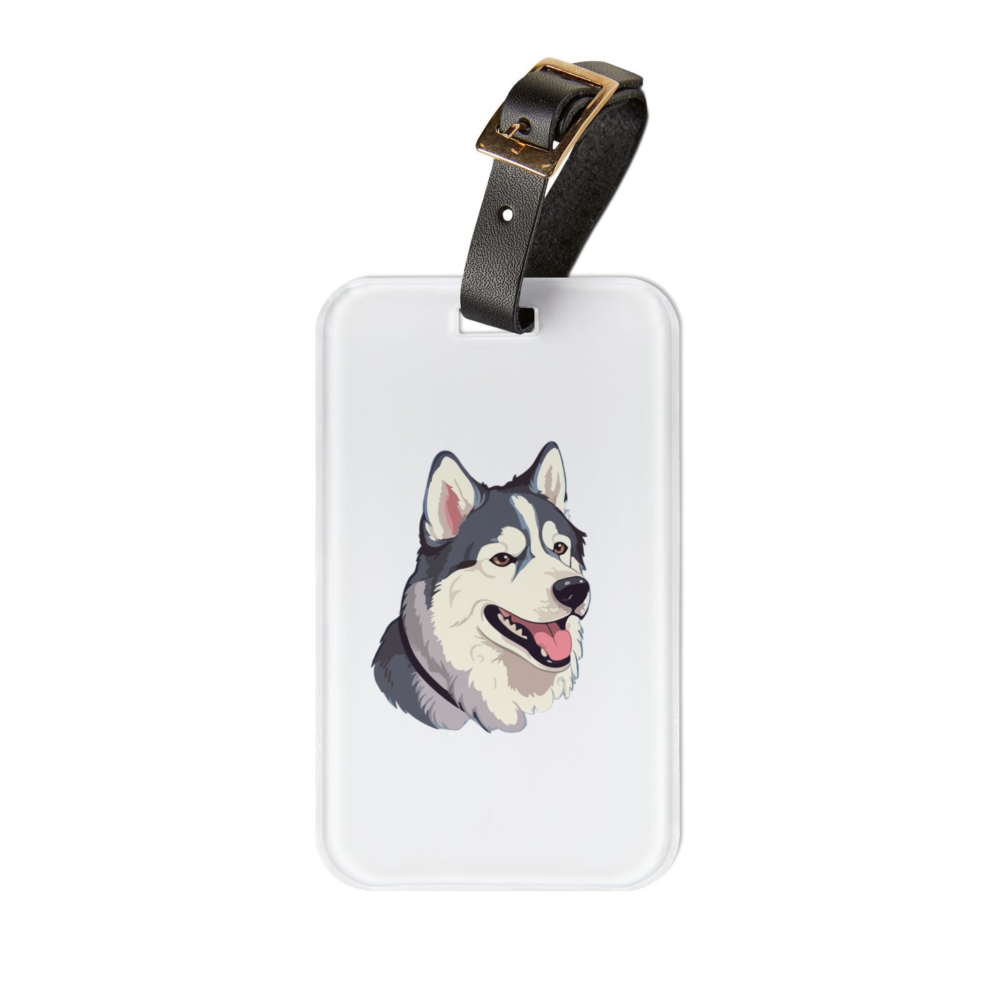 Malamute Head Leather Strap Luggage Tag