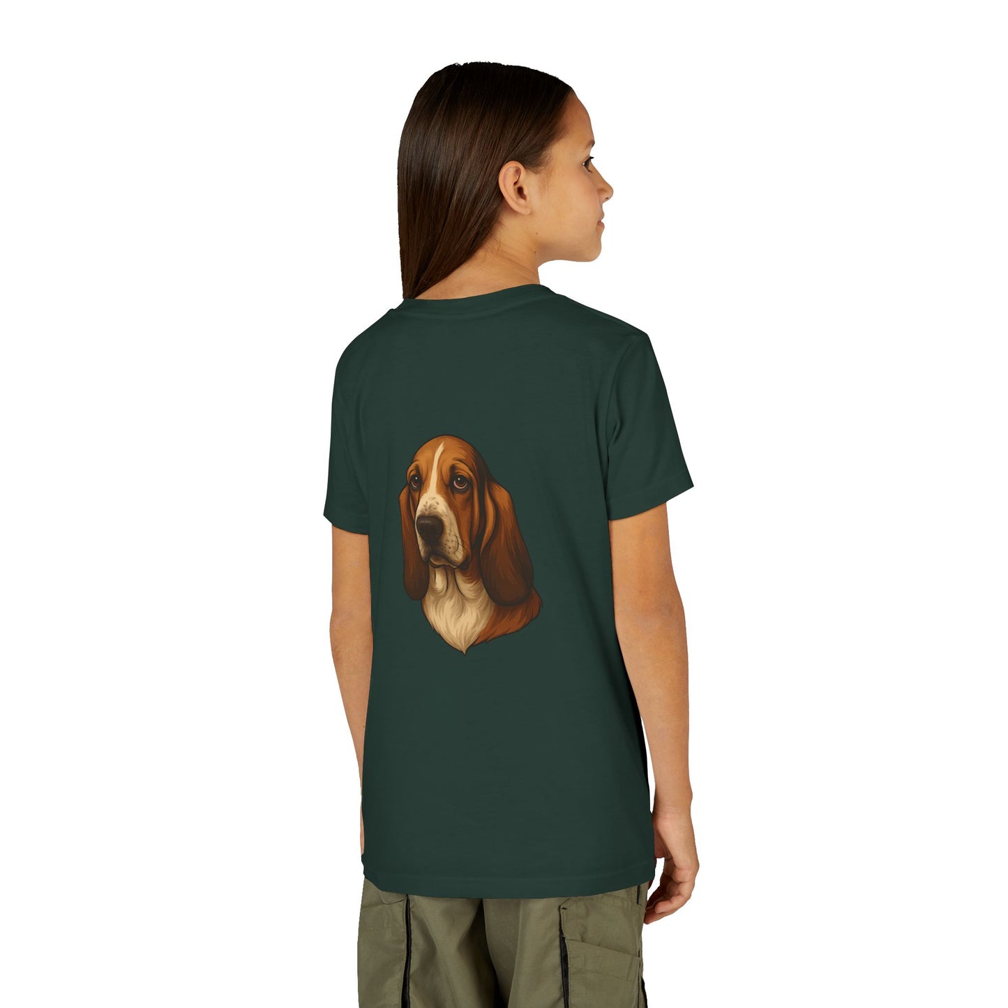 Basset Hound Head Youth Unisex Short Sleeve Crewneck Tee