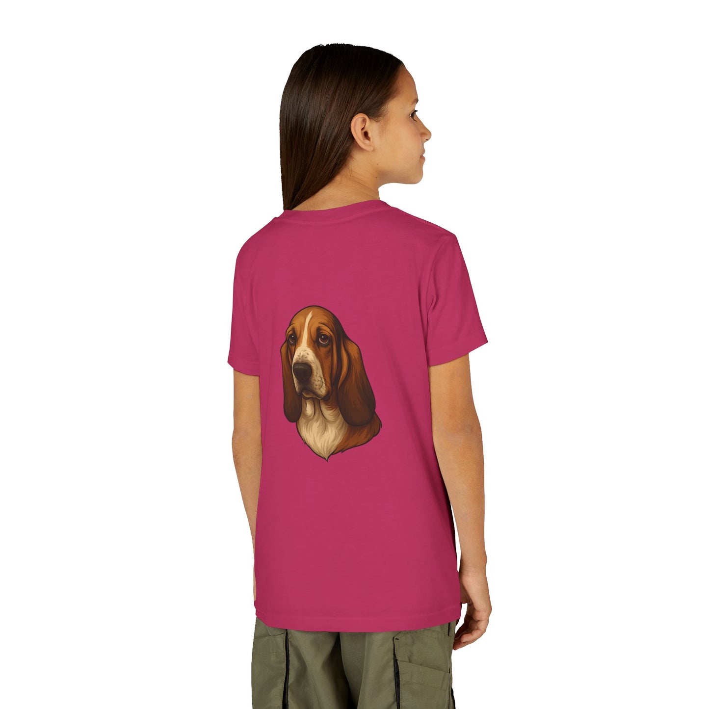 Basset Hound Head Youth Unisex Short Sleeve Crewneck Tee