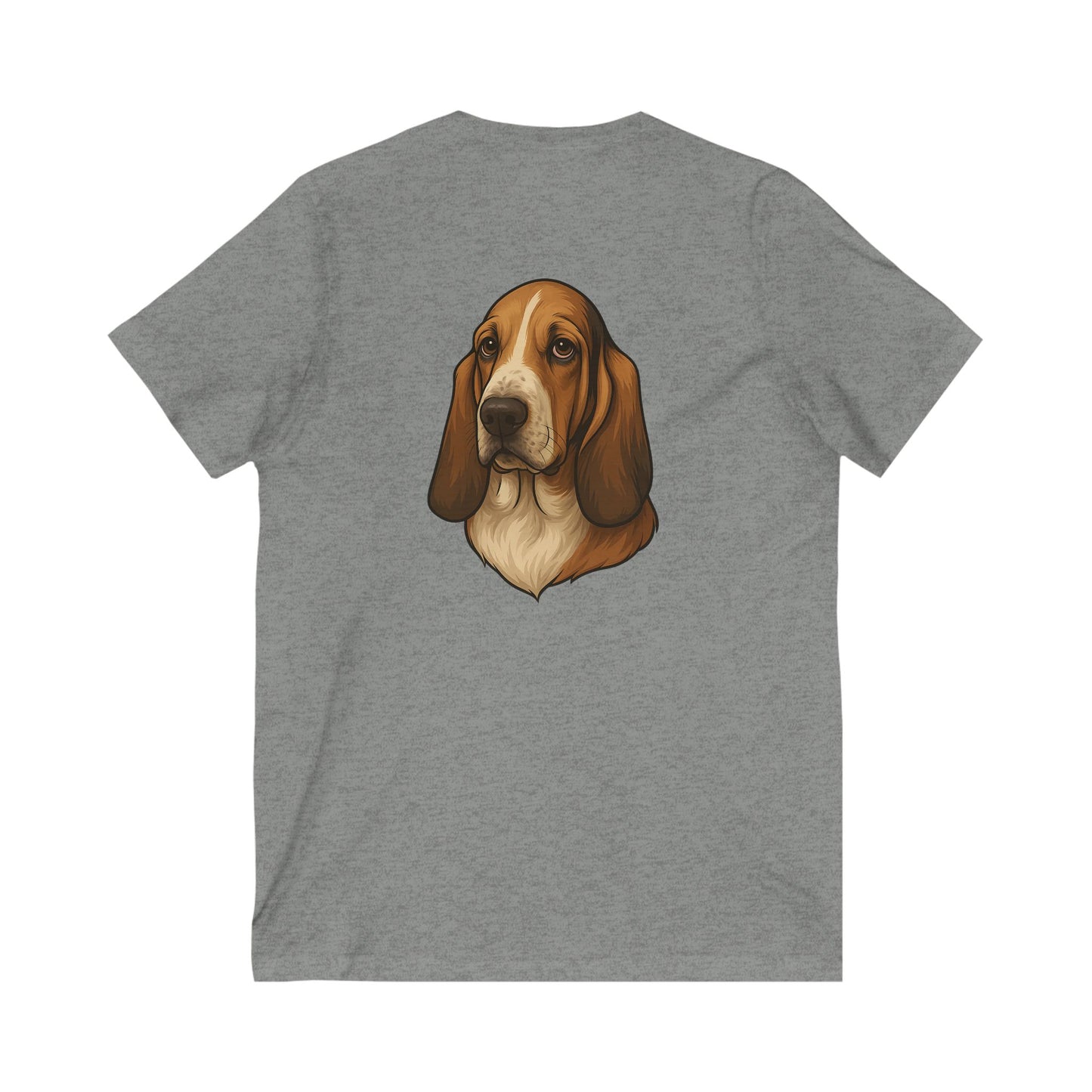Basset Hound Head Unisex Short Sleeve V-Neck Tee