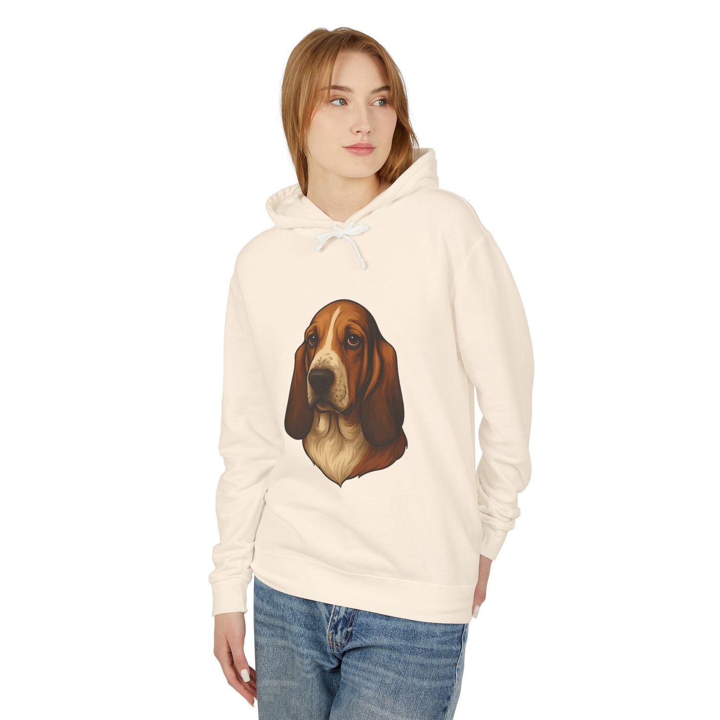 Basset Hound Head Unisex Lightweight Hoodie