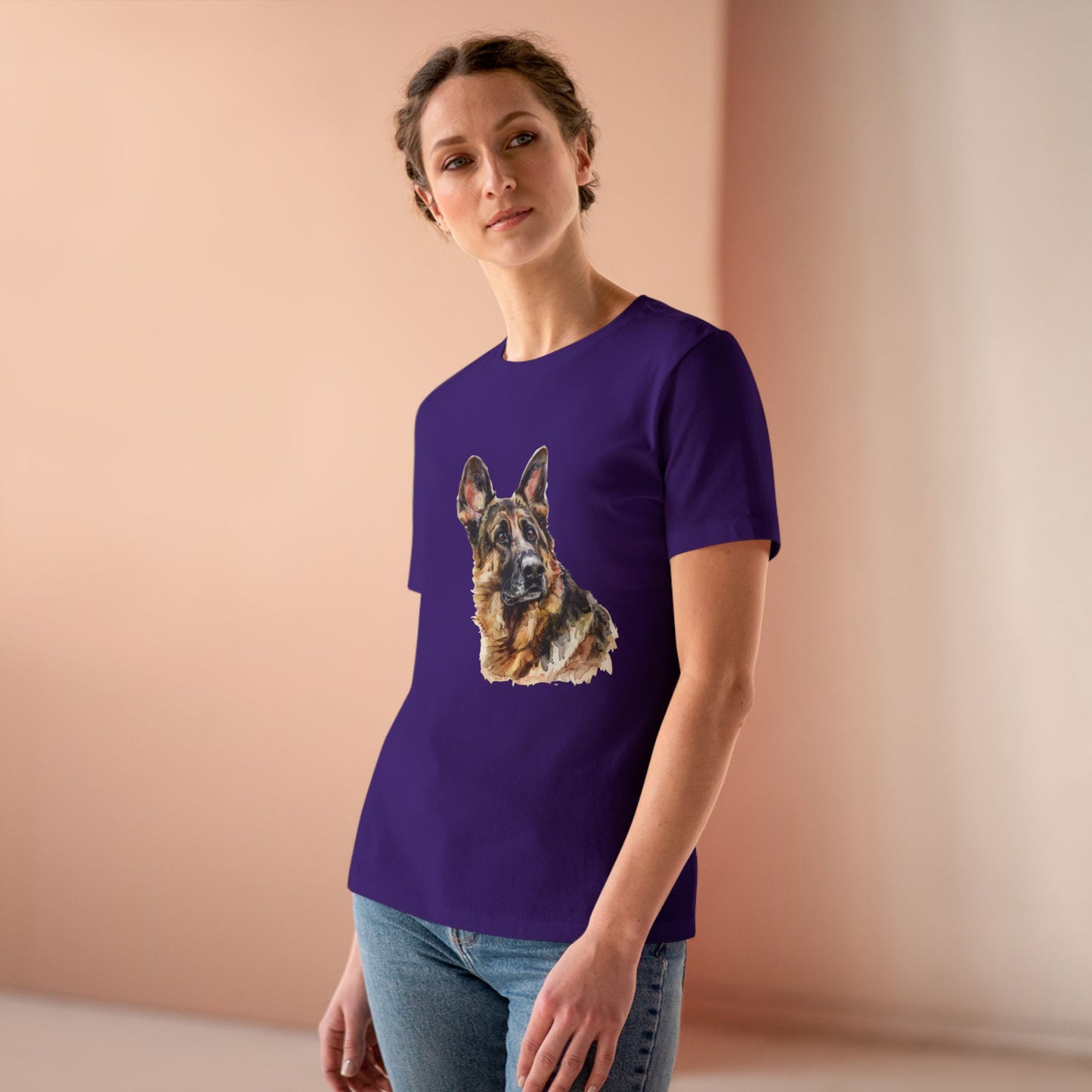German Shepherd Head Women's Short Sleeve Crewneck Tee