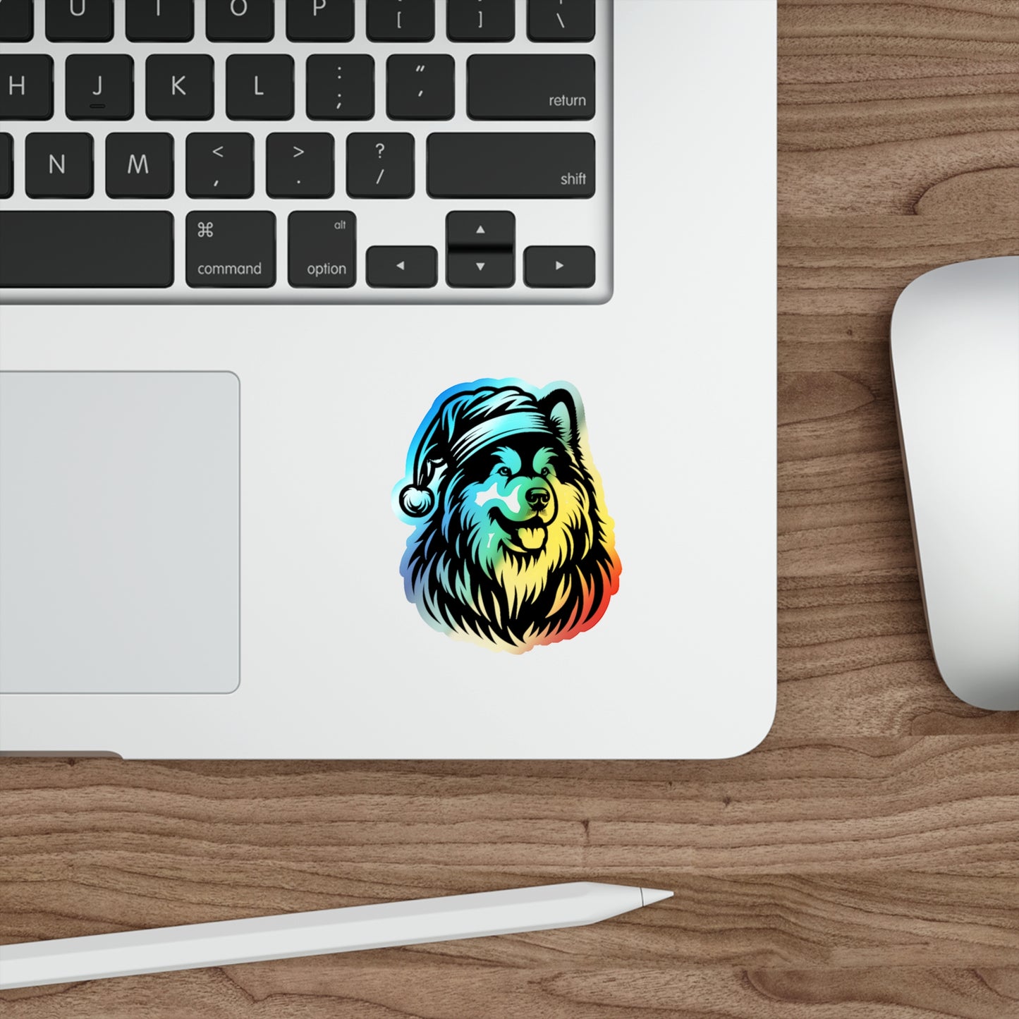 Santa Paws Malamute Holographic Sticker