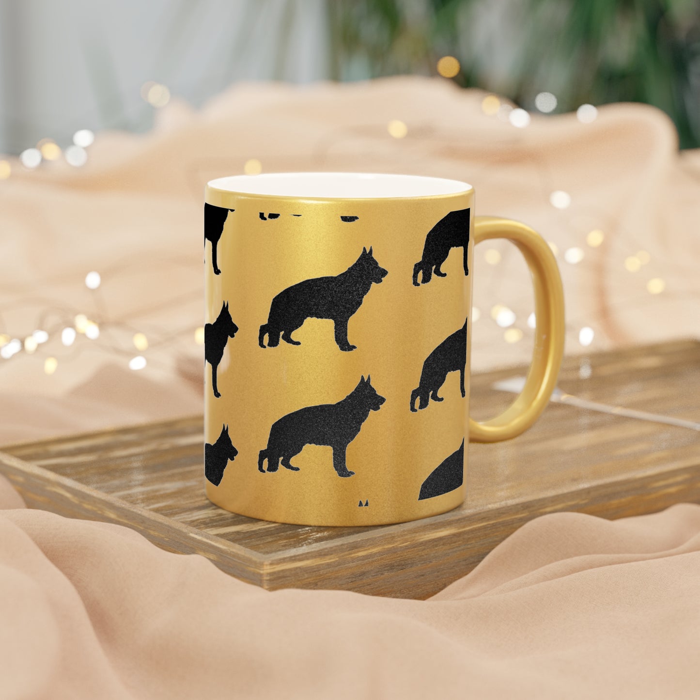 German Shepherd Silhouette Metallic Coffee Mug