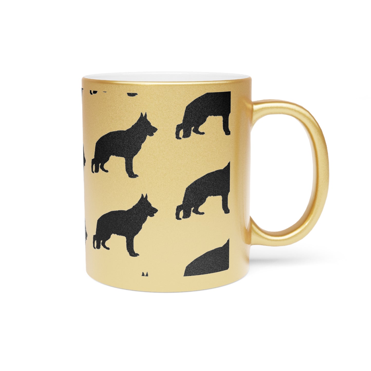 German Shepherd Silhouette Metallic Coffee Mug