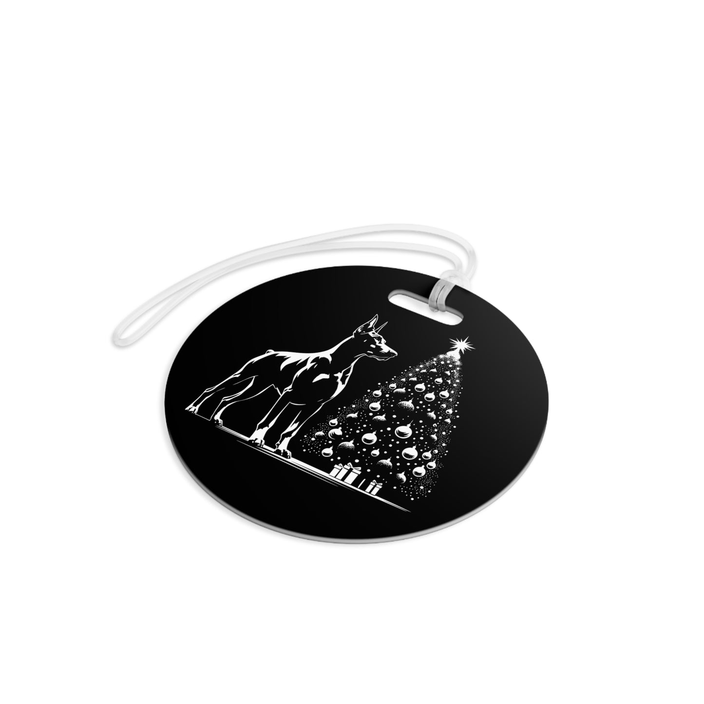 Doberman Christmas Tree Luggage Tag