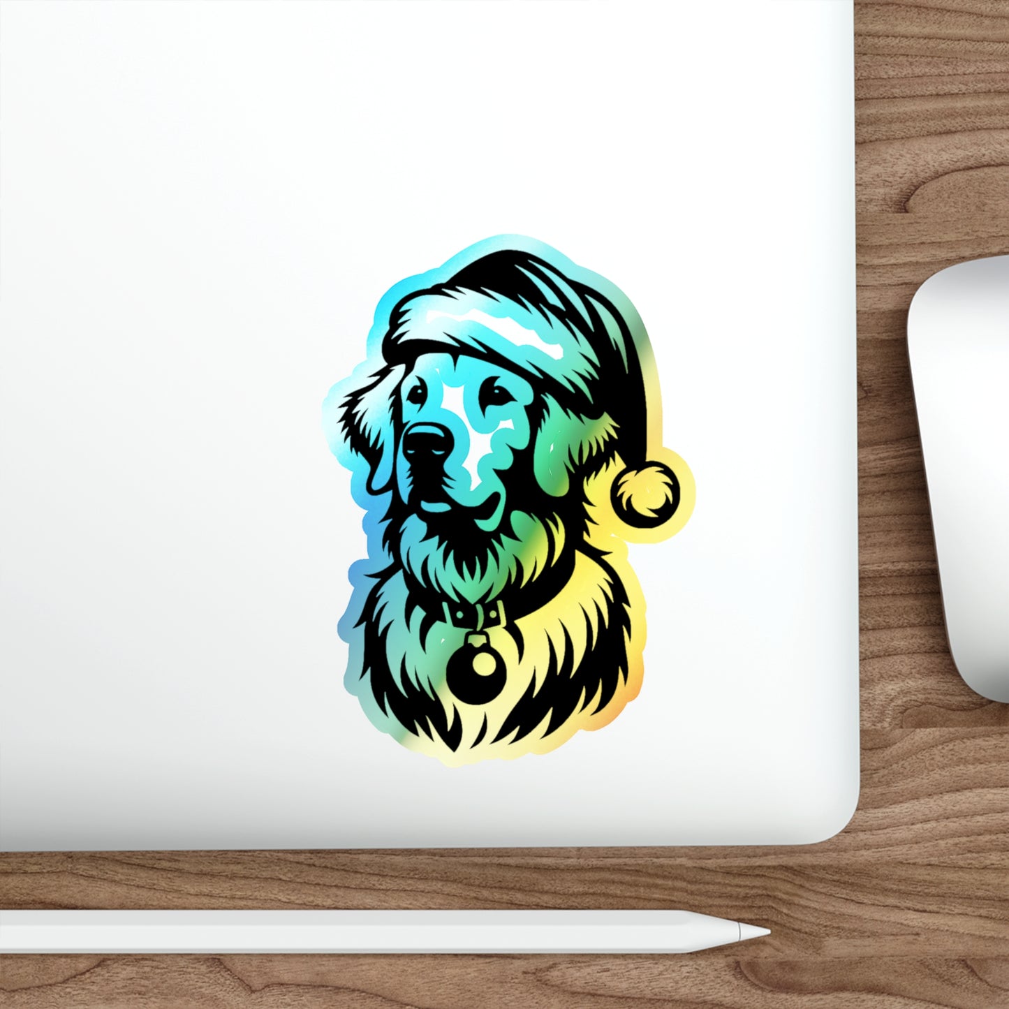 Santa Paws Golden Holographic Sticker