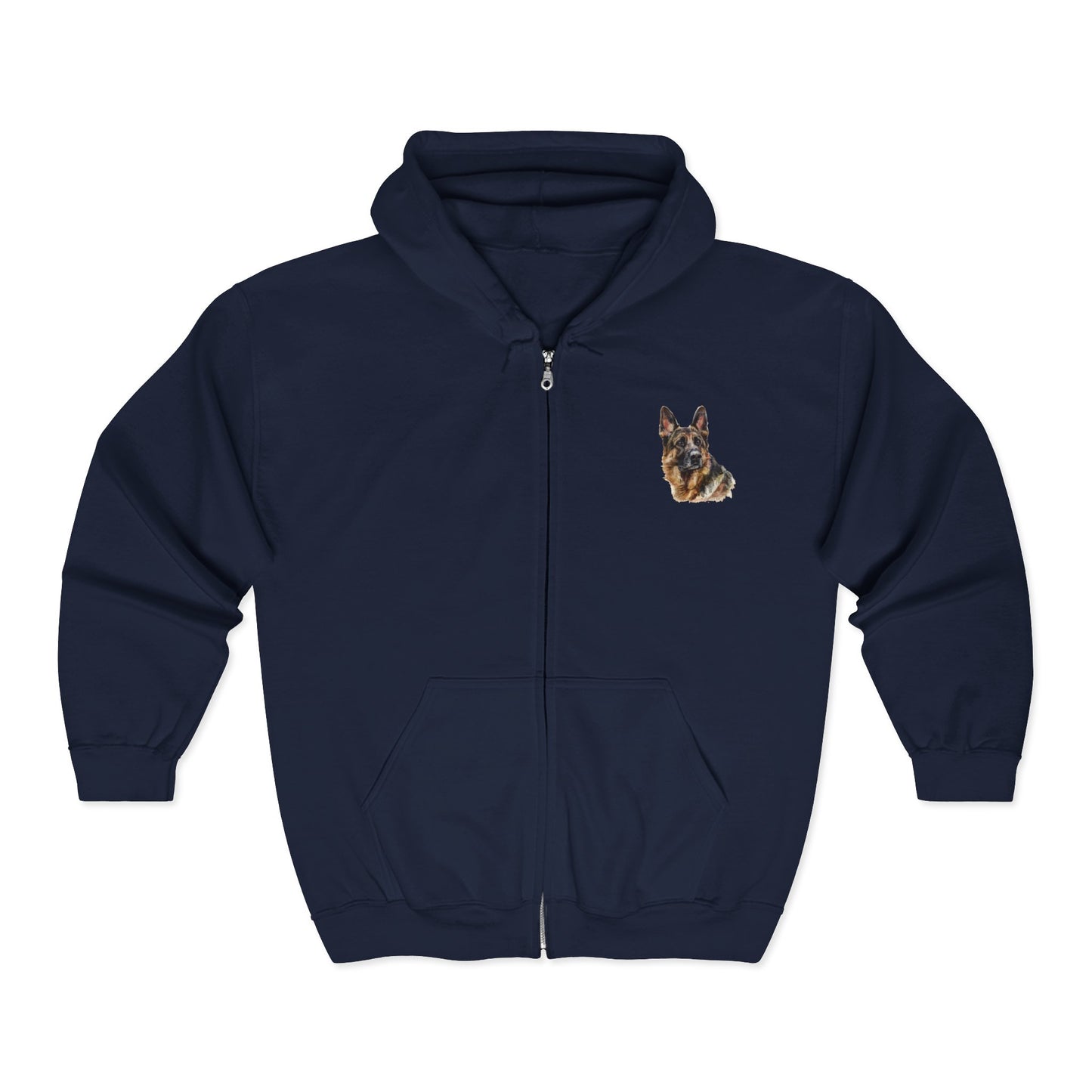 German Shepherd Head Unisex Full Zip Hoodie