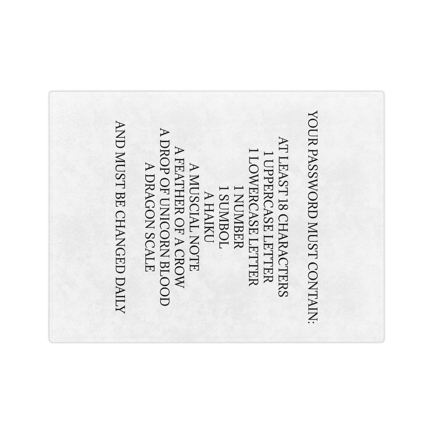 Password Velveteen Microfiber Blanket