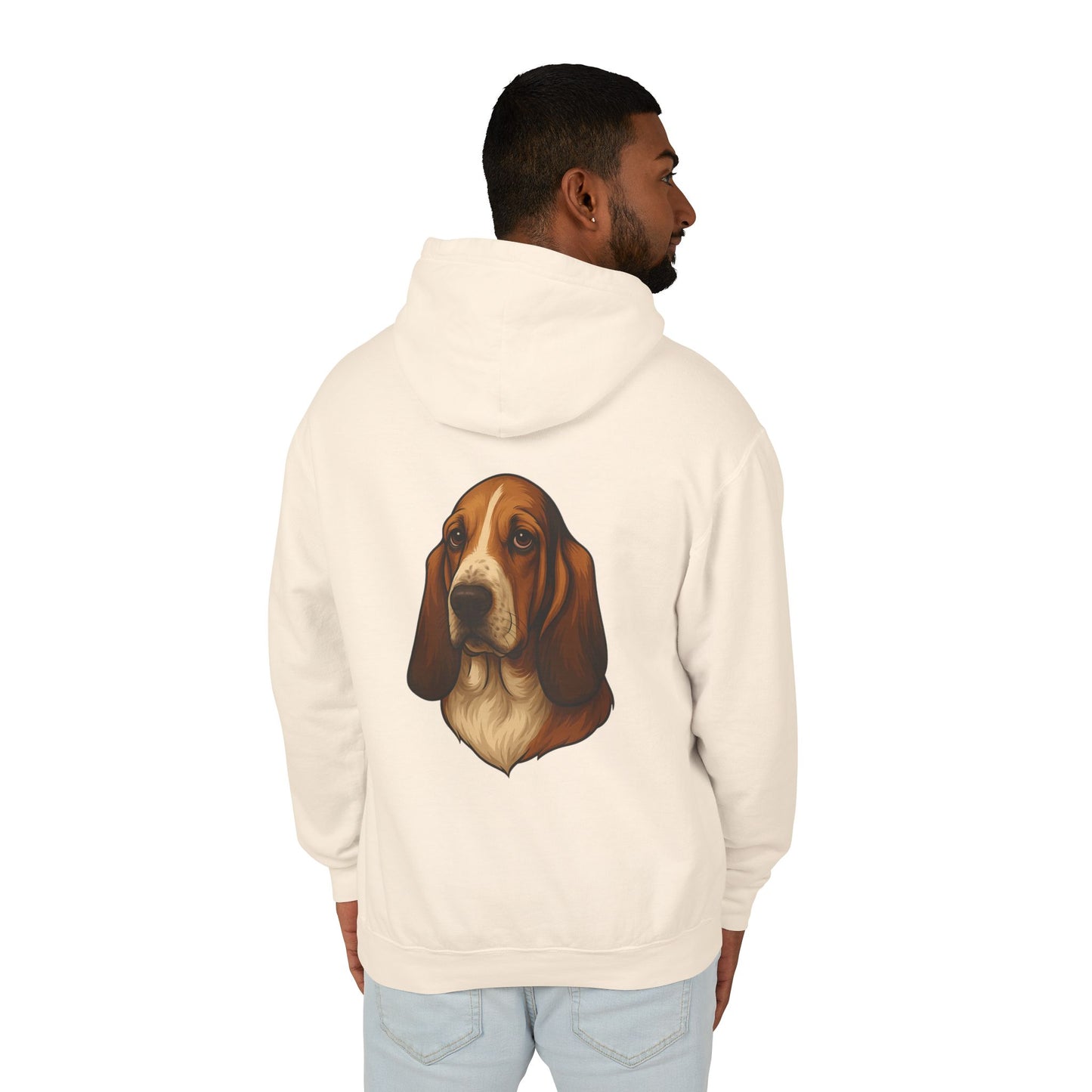 Basset Hound Head Unisex Lightweight Hoodie
