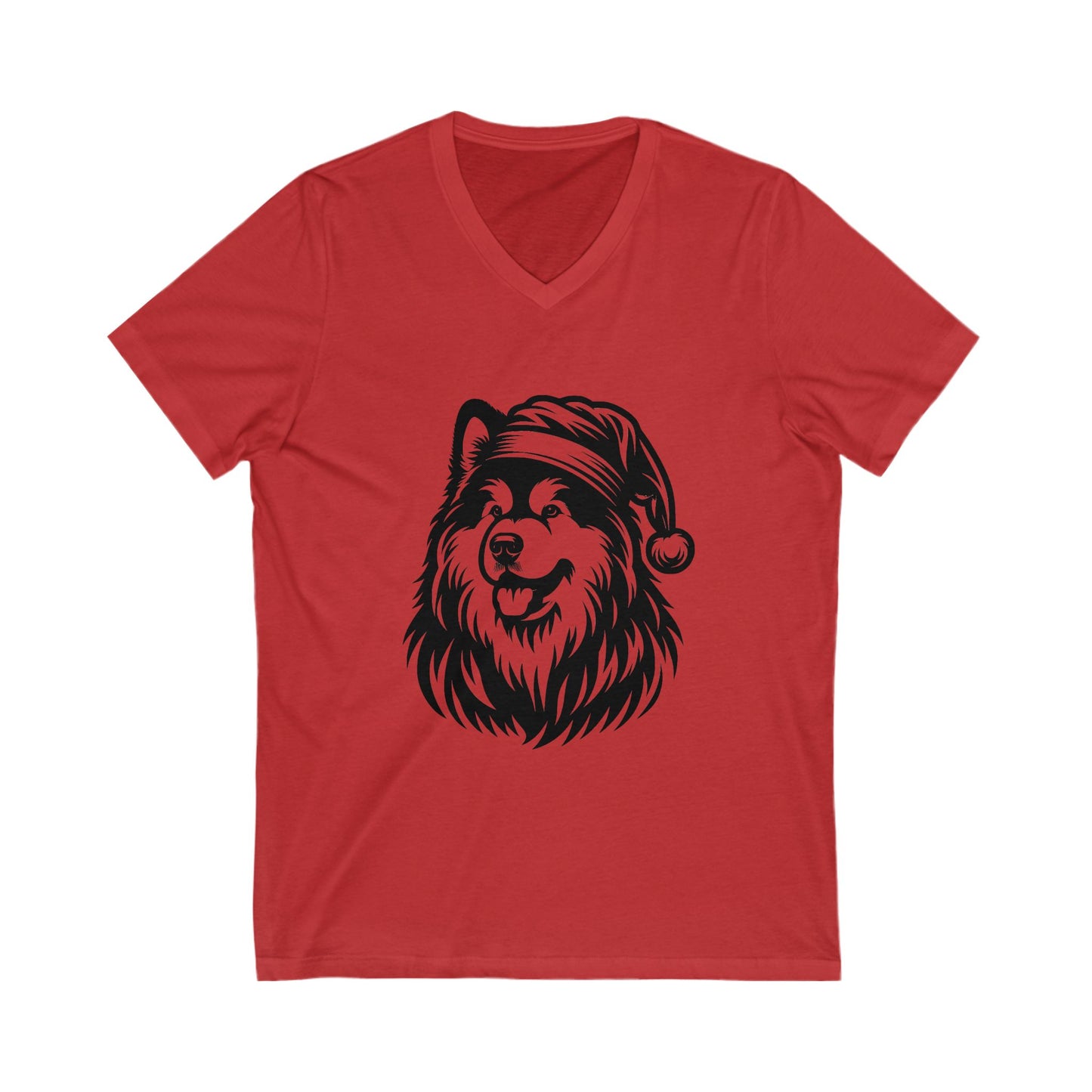 Santa Paws Malamute Unisex Short Sleeve V-Neck Tee
