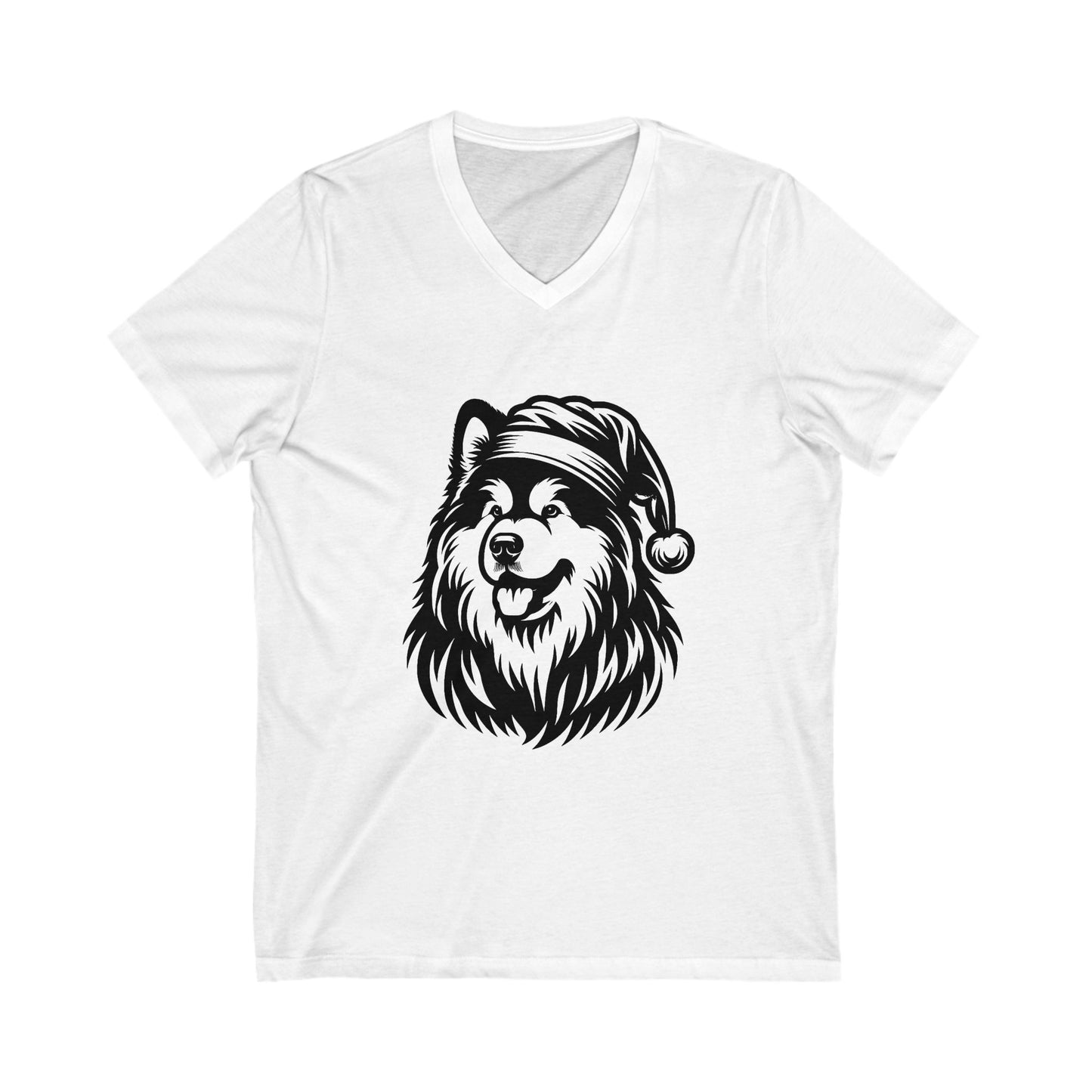 Santa Paws Malamute Unisex Short Sleeve V-Neck Tee