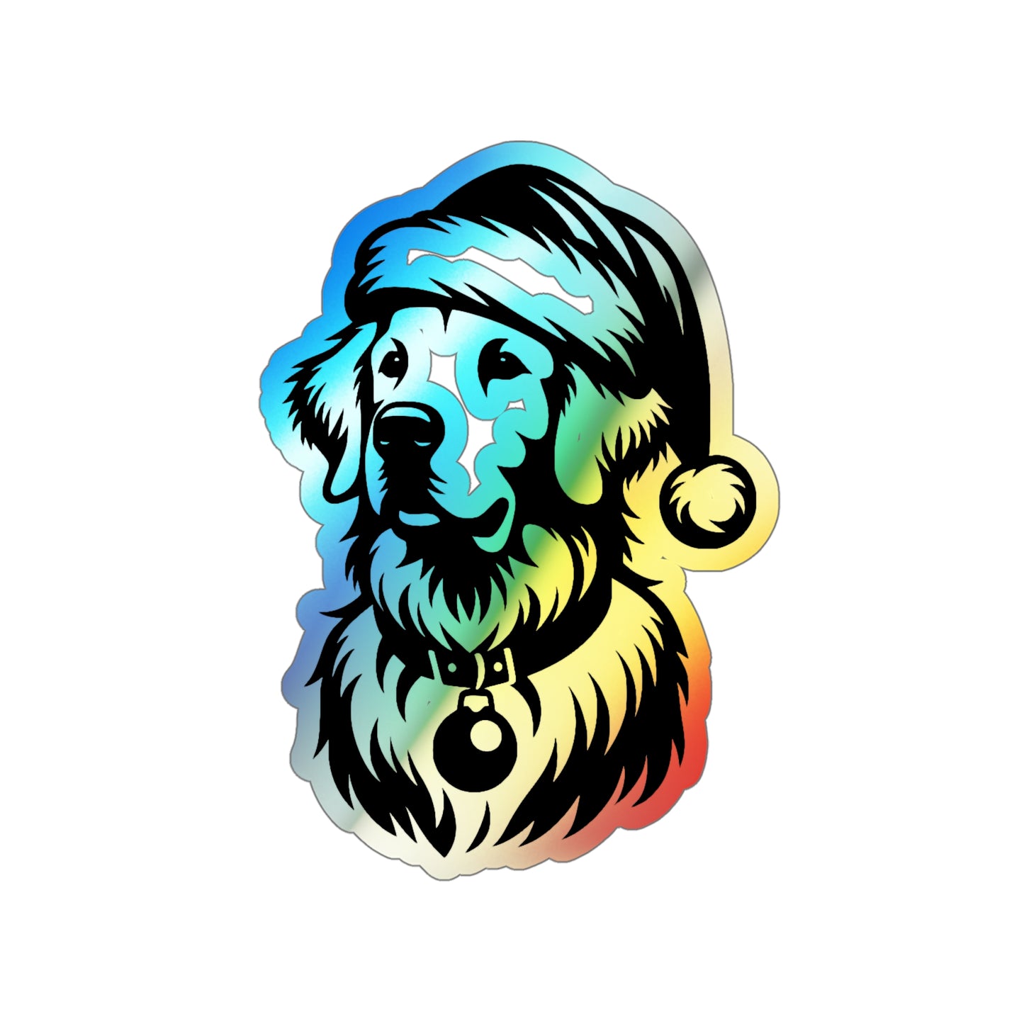 Santa Paws Golden Holographic Sticker