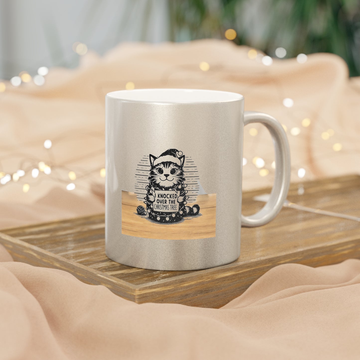 Naughty Cat Metallic Coffee Mug