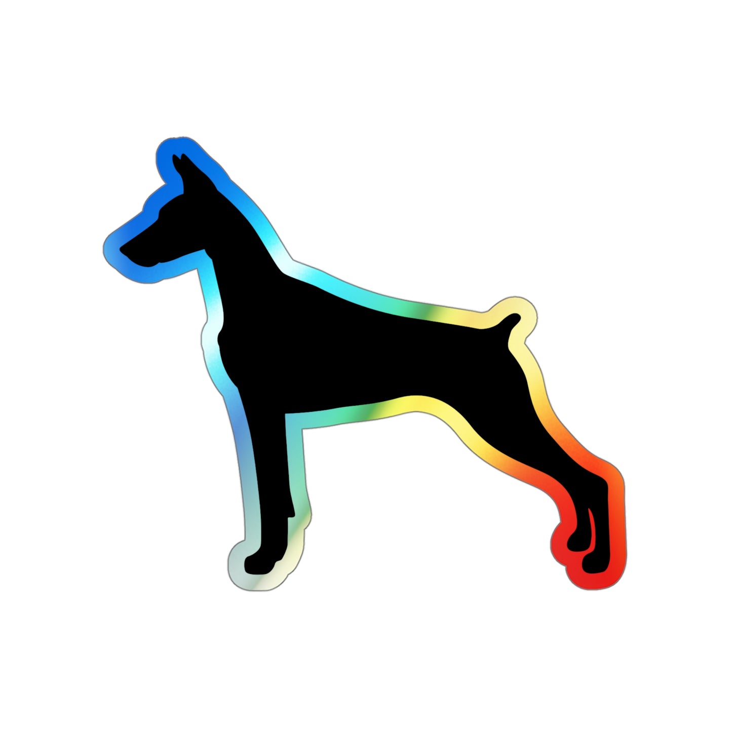 Doberman Silhouette Holographic Sticker