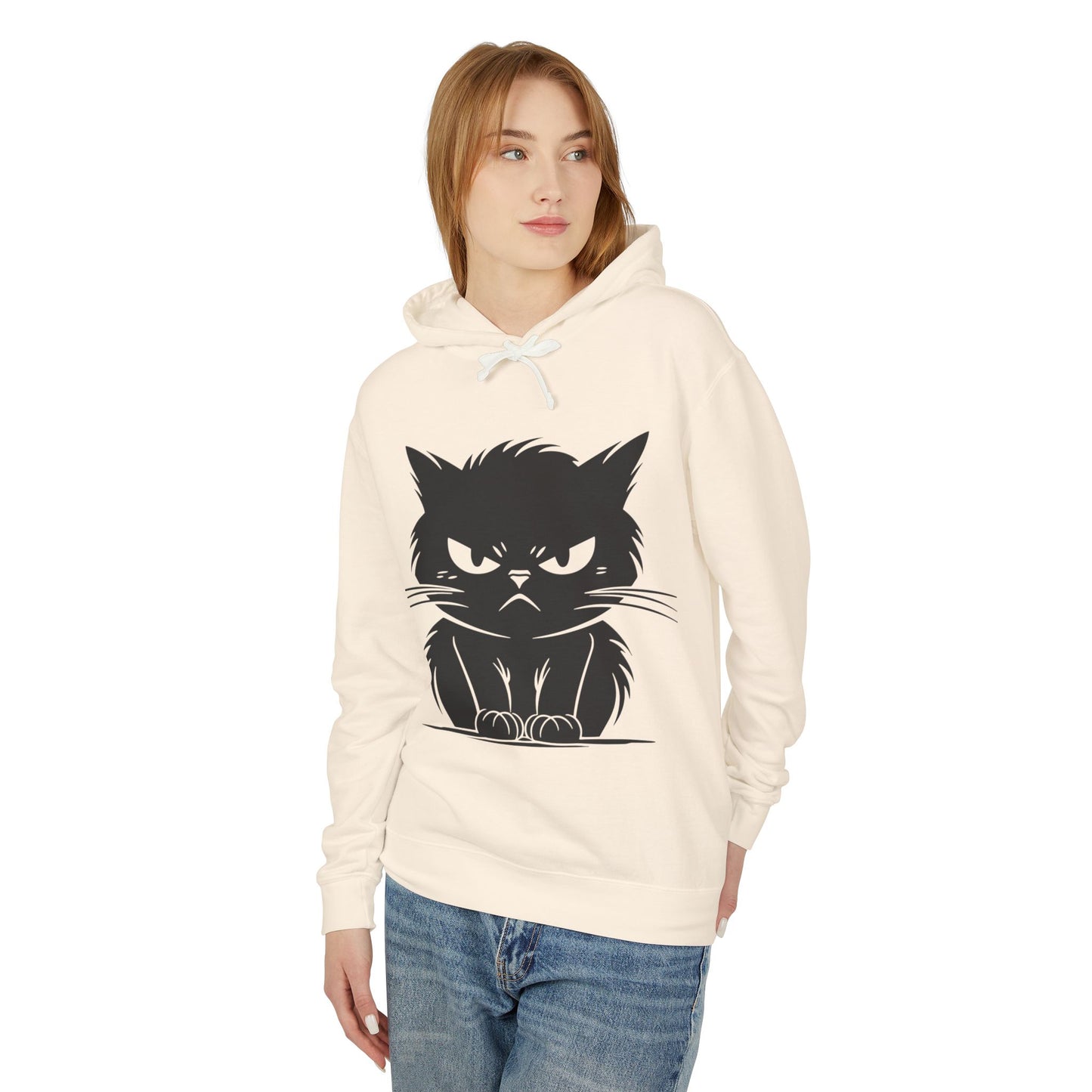 Angry Cat Unisex Lightweight Hoodie
