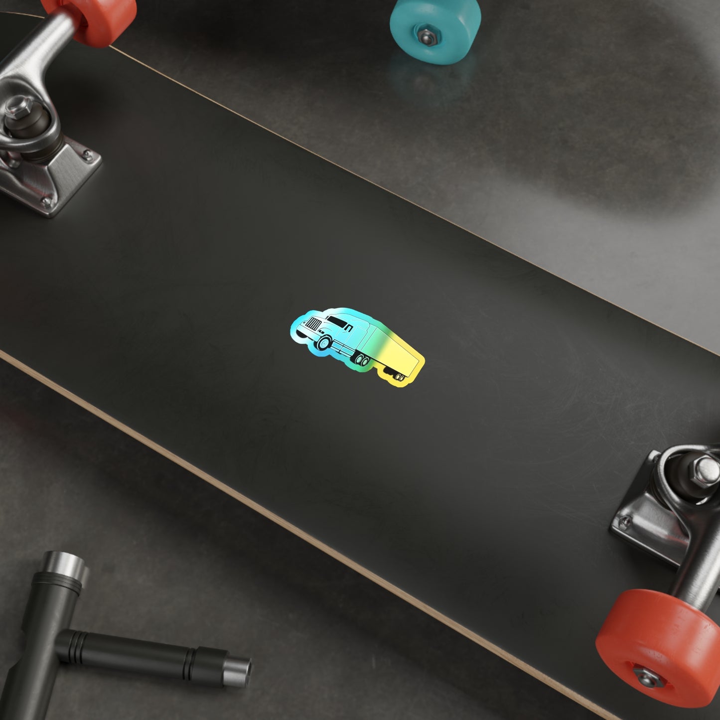 Semi Truck Holographic Sticker