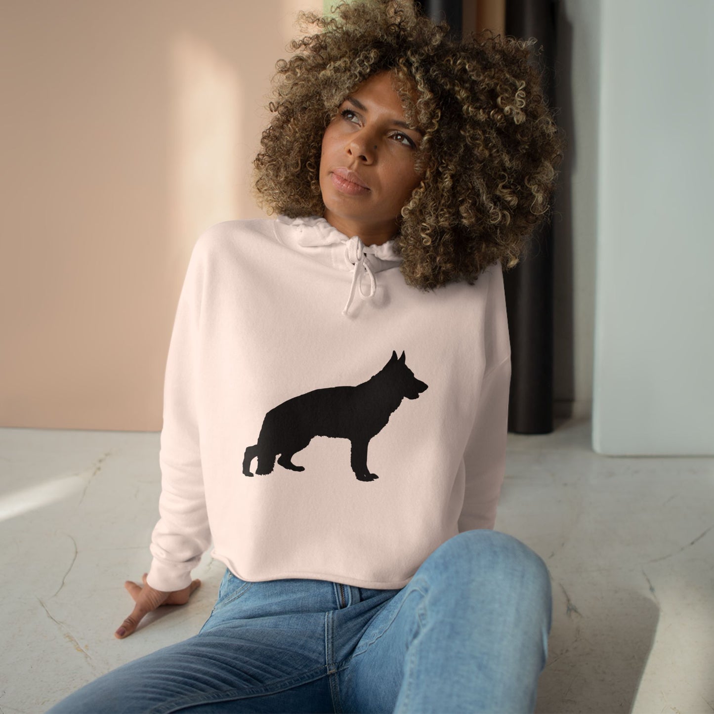 German Shepherd Silhouette Women's Crop Hoodie