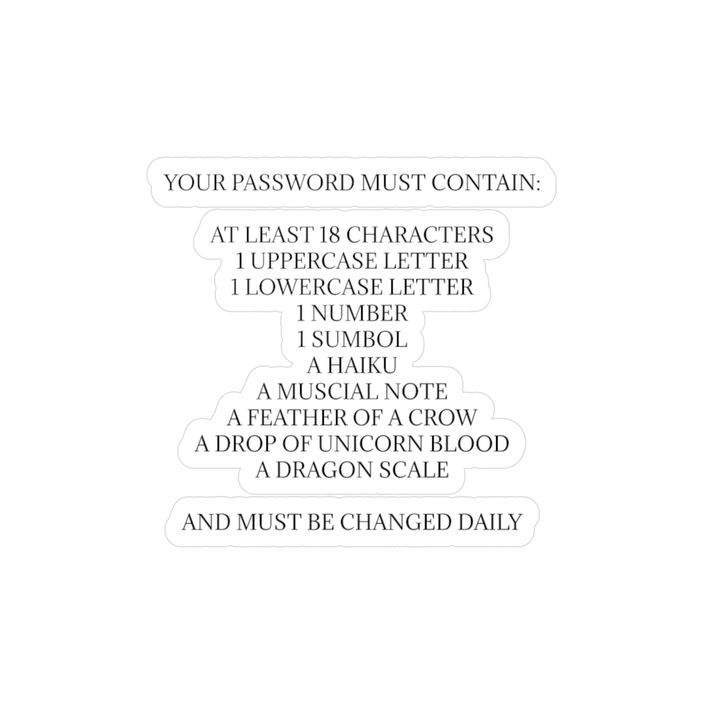 Password Vinyl Decal