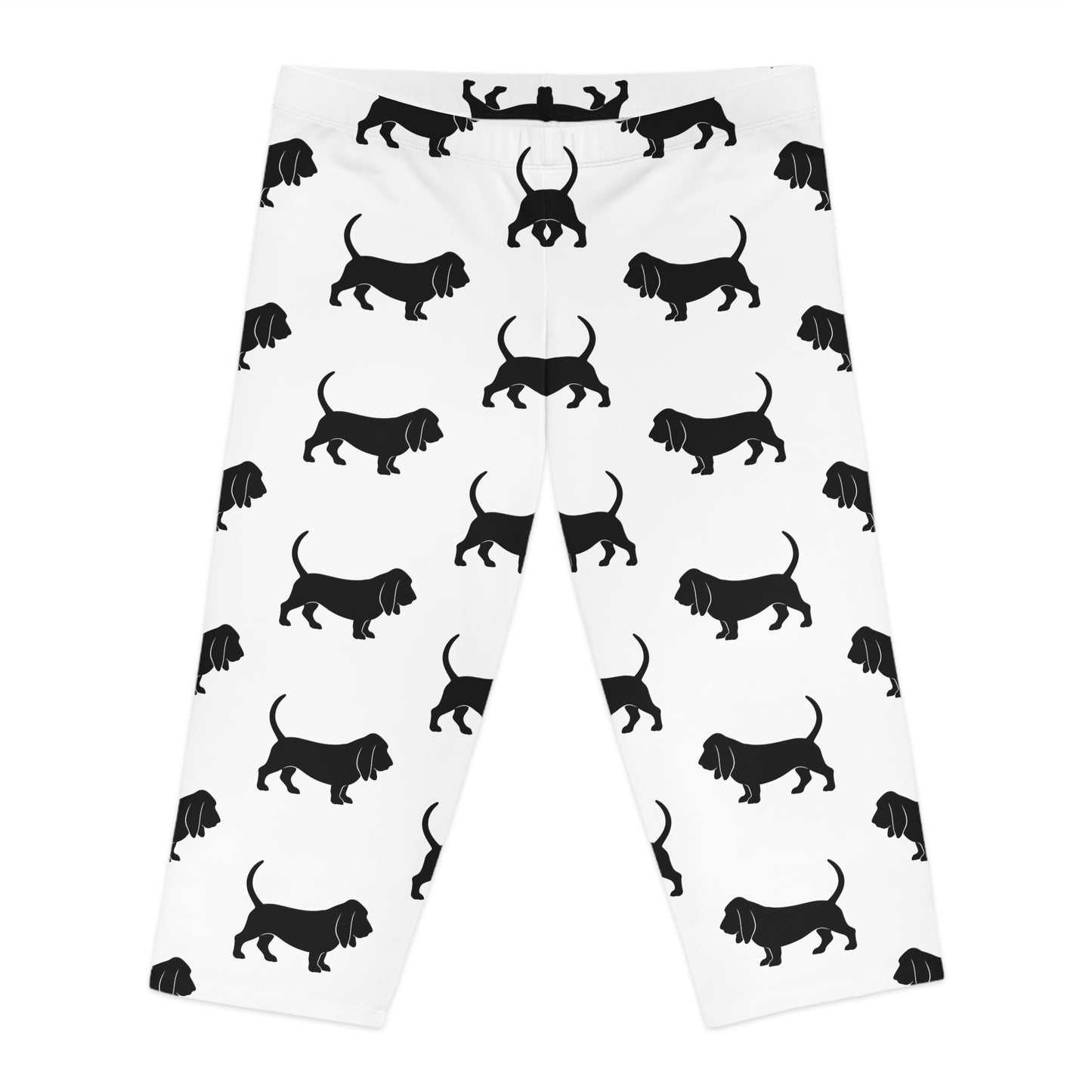 Basset Hound Silhouette Women's Capri Leggings