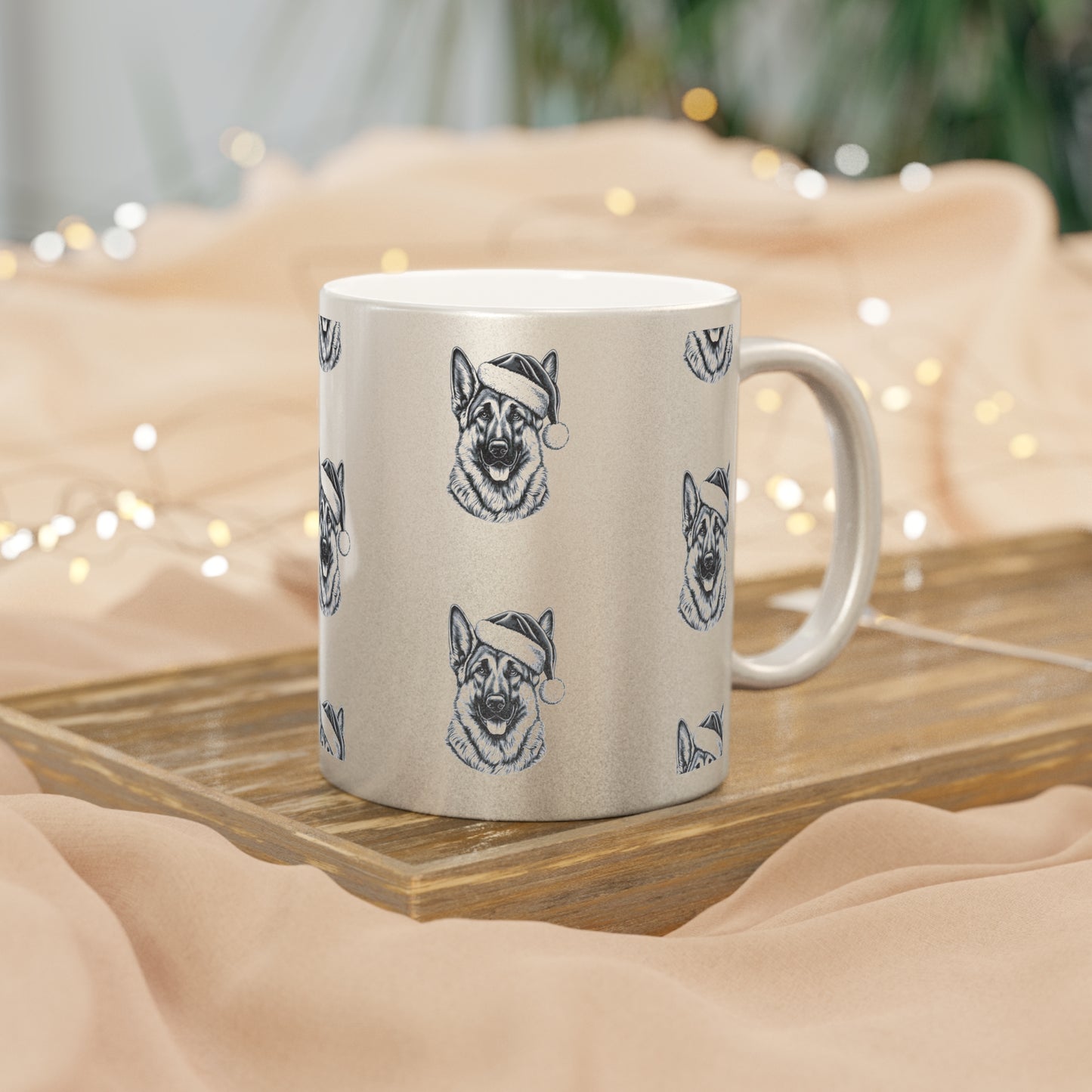 Santa Paws German Shepherd Metallic Coffee Mug