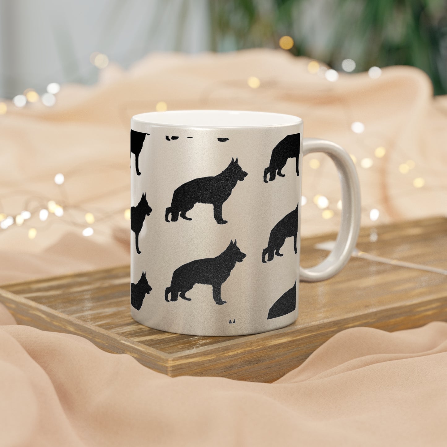 German Shepherd Silhouette Metallic Coffee Mug